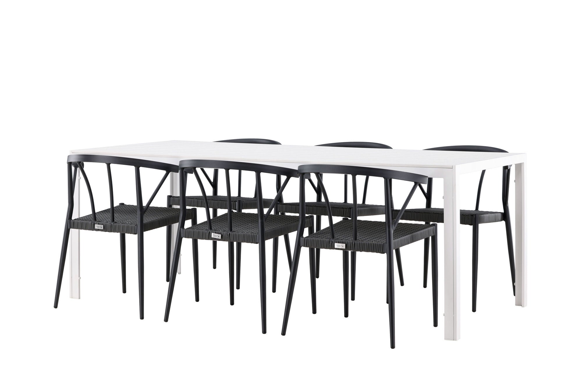 Venture Home Break spisebord - White / White Aintwood +Stina - Spisebordsstol- Black - Alu/wicker - NEED Higher Seat hegiht! _6