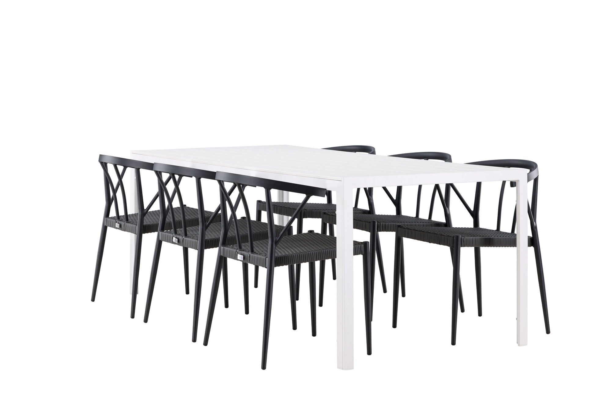 Venture Home Break spisebord - White / White Aintwood +Stina - Spisebordsstol- Black - Alu/wicker - NEED Higher Seat hegiht! _6