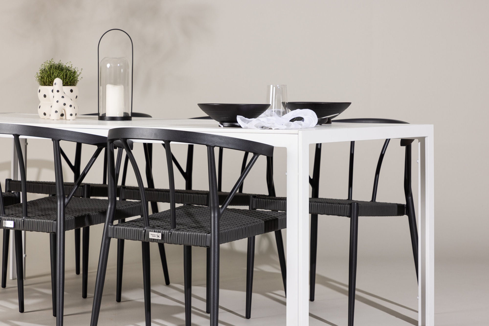 Venture Home Break spisebord - White / White Aintwood +Stina - Spisebordsstol- Black - Alu/wicker - NEED Higher Seat hegiht! _6