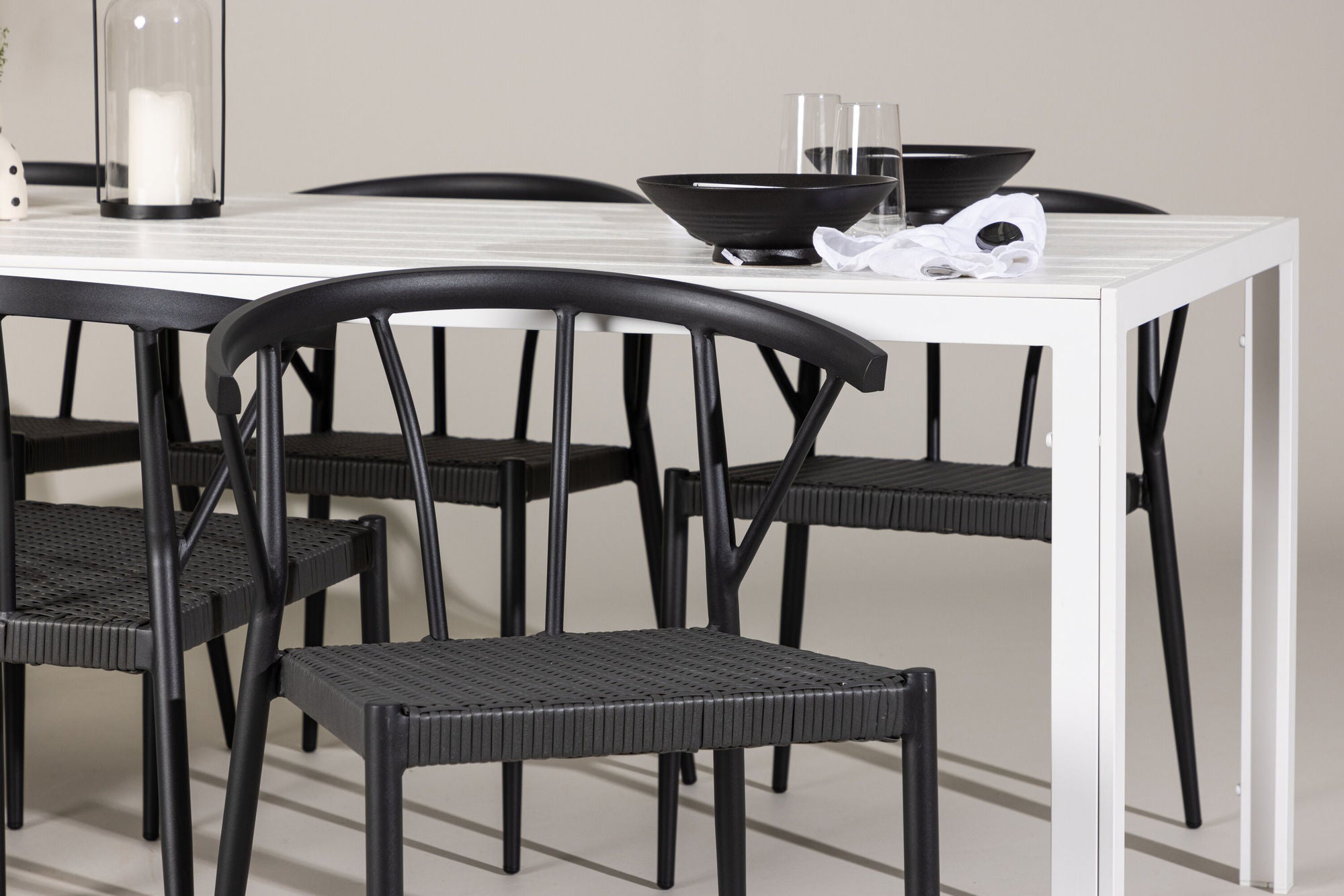 Venture Home Break spisebord - White / White Aintwood +Stina - Spisebordsstol- Black - Alu/wicker - NEED Higher Seat hegiht! _6