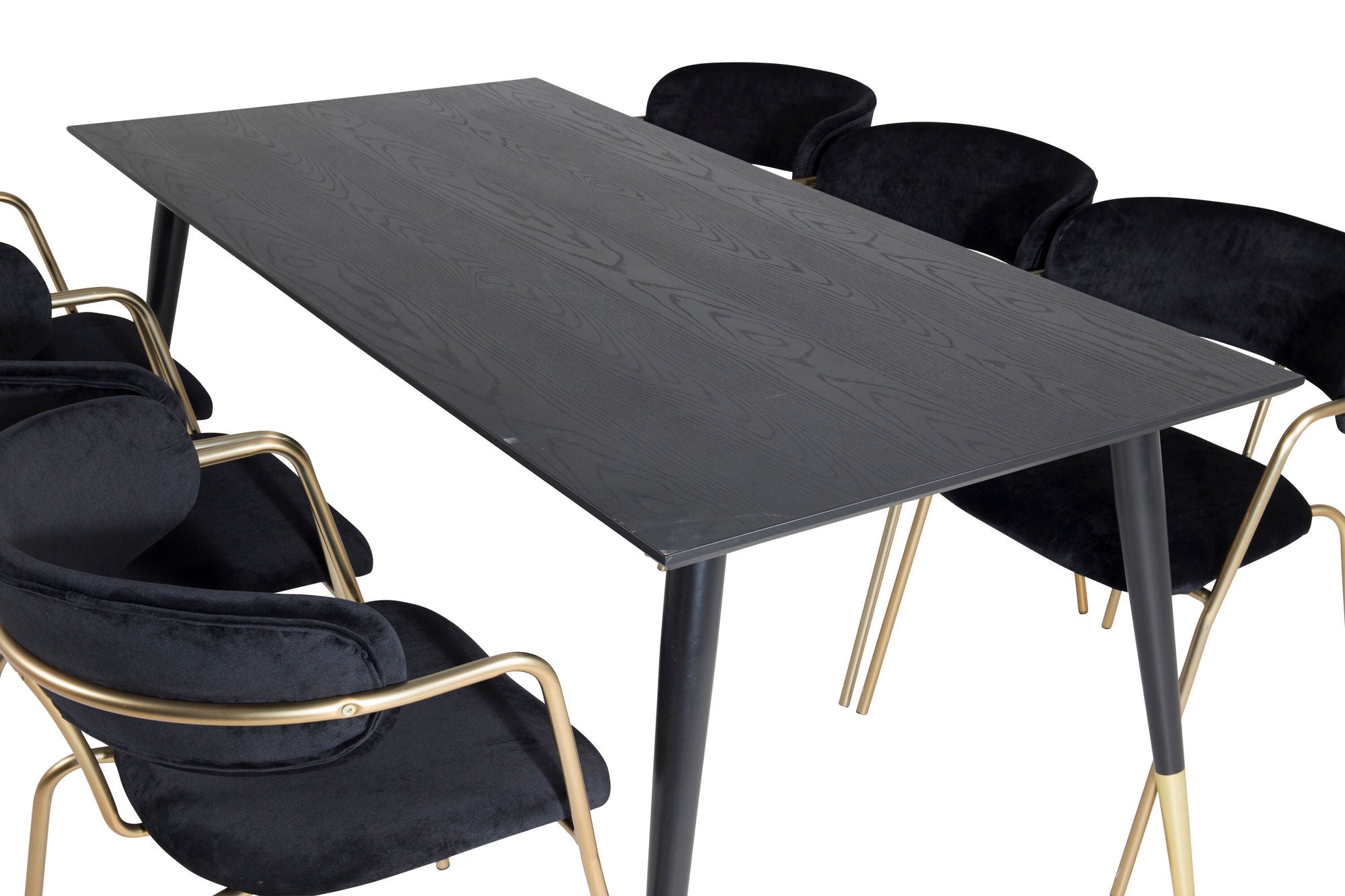 Venture Home Dipp spisebord - 180*90cm - Black / Black Brass+Arrow armchair - Brass Legs - Black Velvet_6
