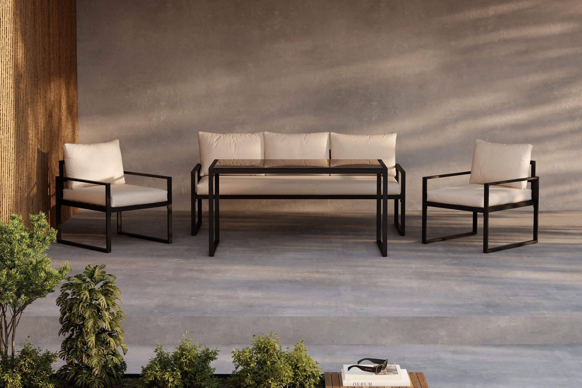 Venture Home Catania Sofa Set - Black/Beige