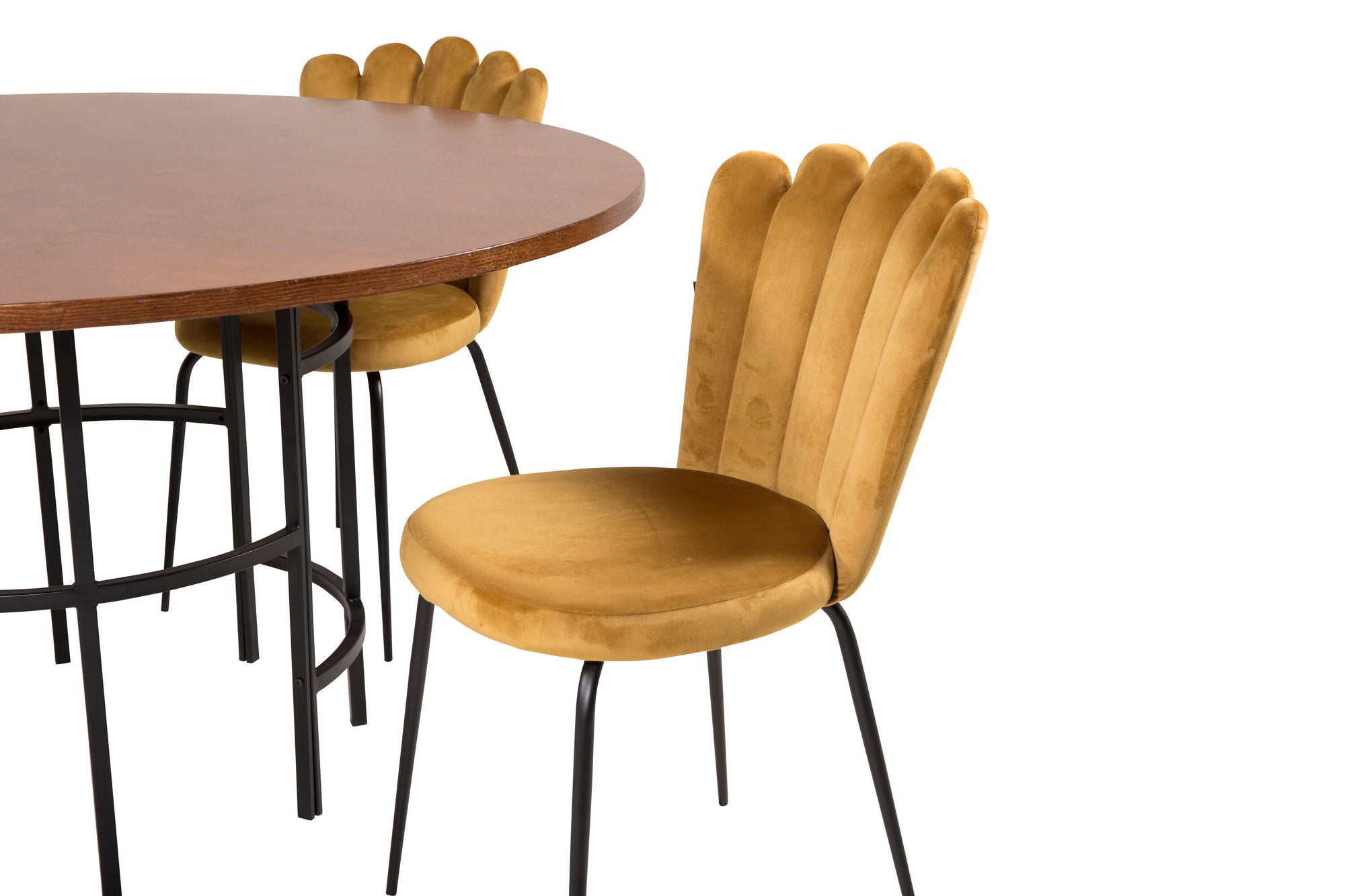 Venture Home Copenhagen - spisebord round - Brown / Black+Limhamn Light - stol - Gold Vel