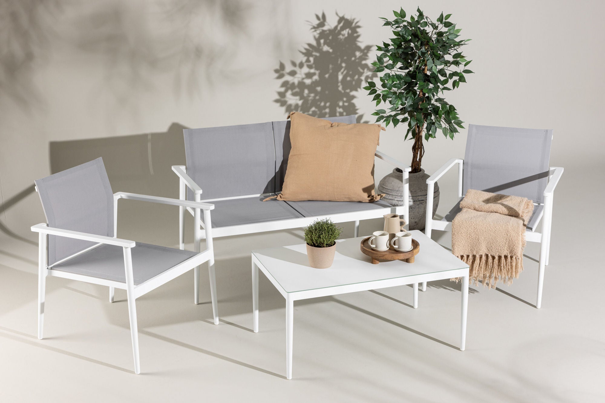 Venture Home Break - Sofa set- White / Grey - Aluminium / Textilene -