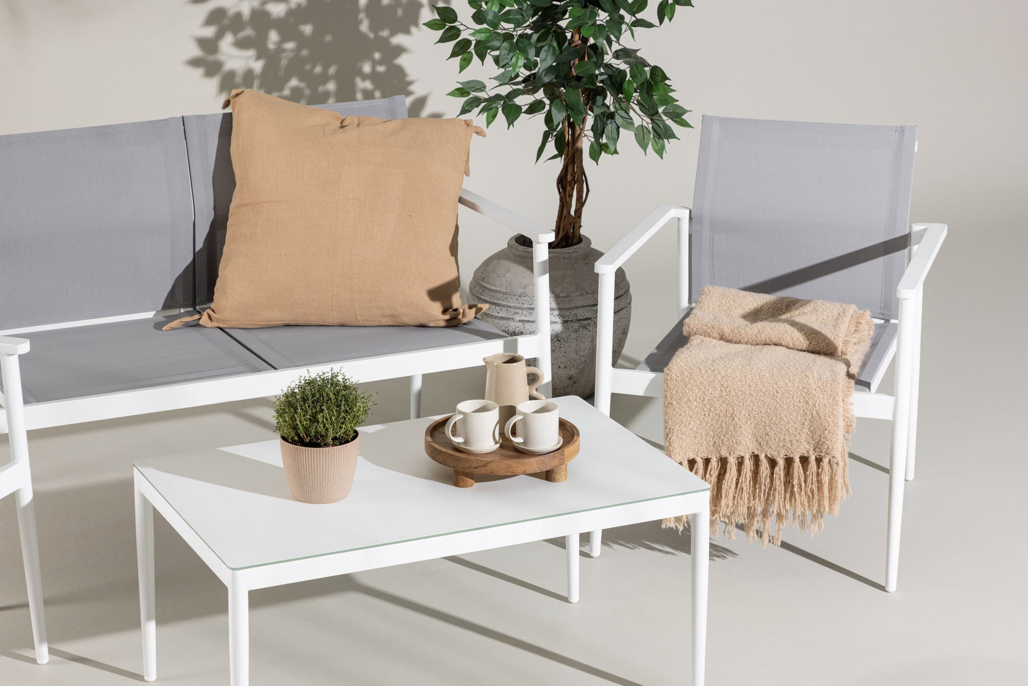 Venture Home Break - Sofa set- White / Grey - Aluminium / Textilene -