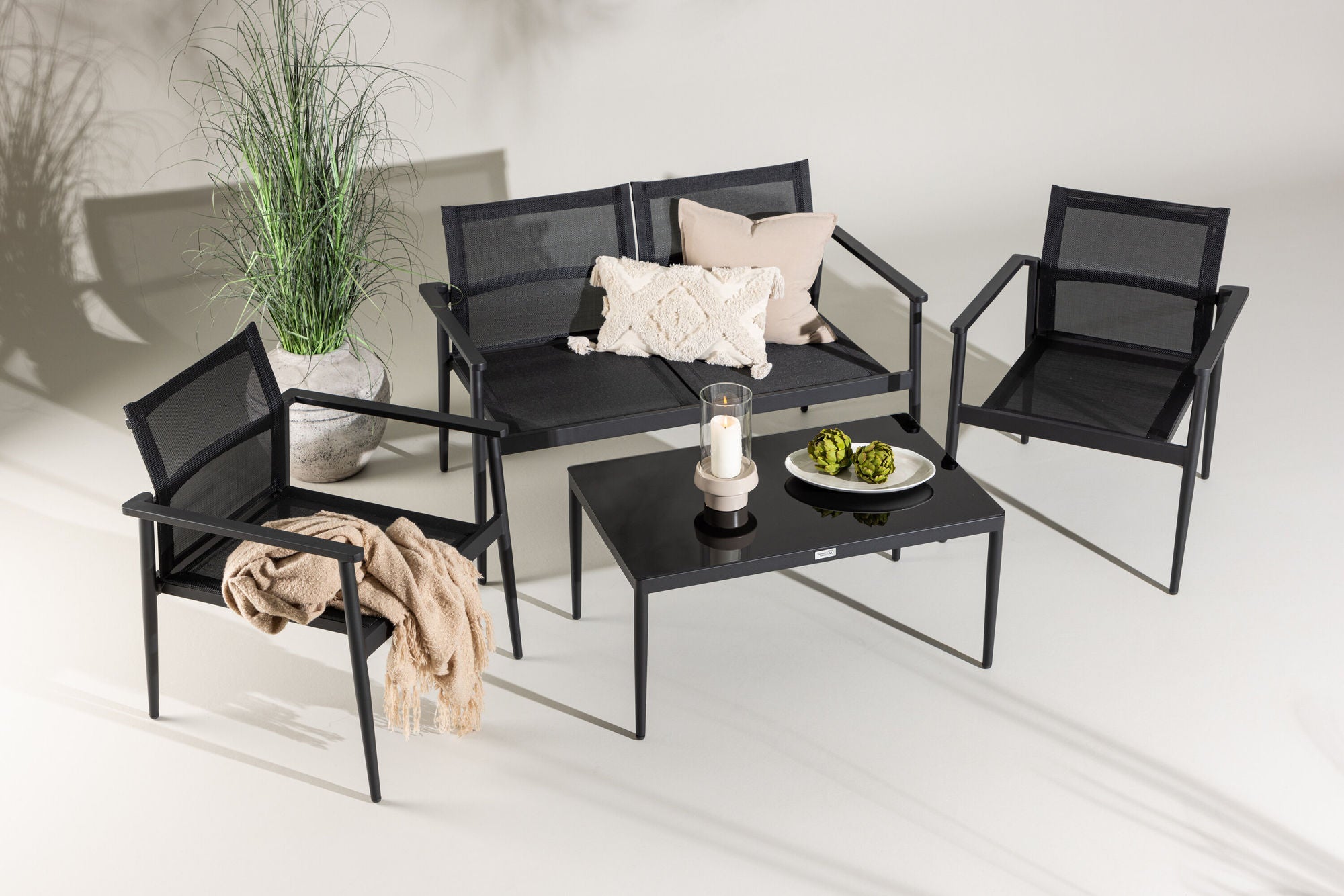 Venture Home Break - Sofa set- Black / Black - Aluminium / Textilene -