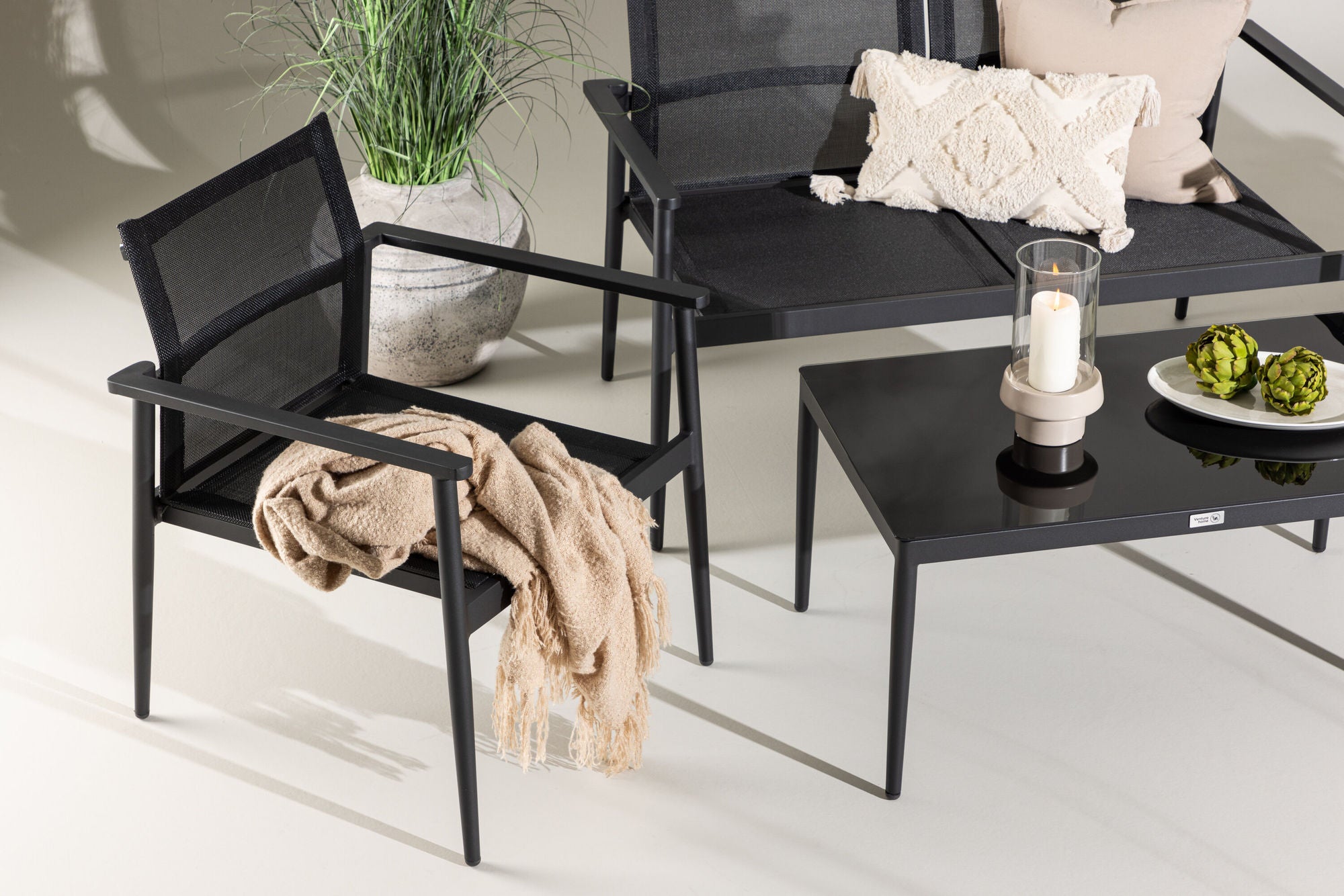 Venture Home Break - Sofa set- Black / Black - Aluminium / Textilene -
