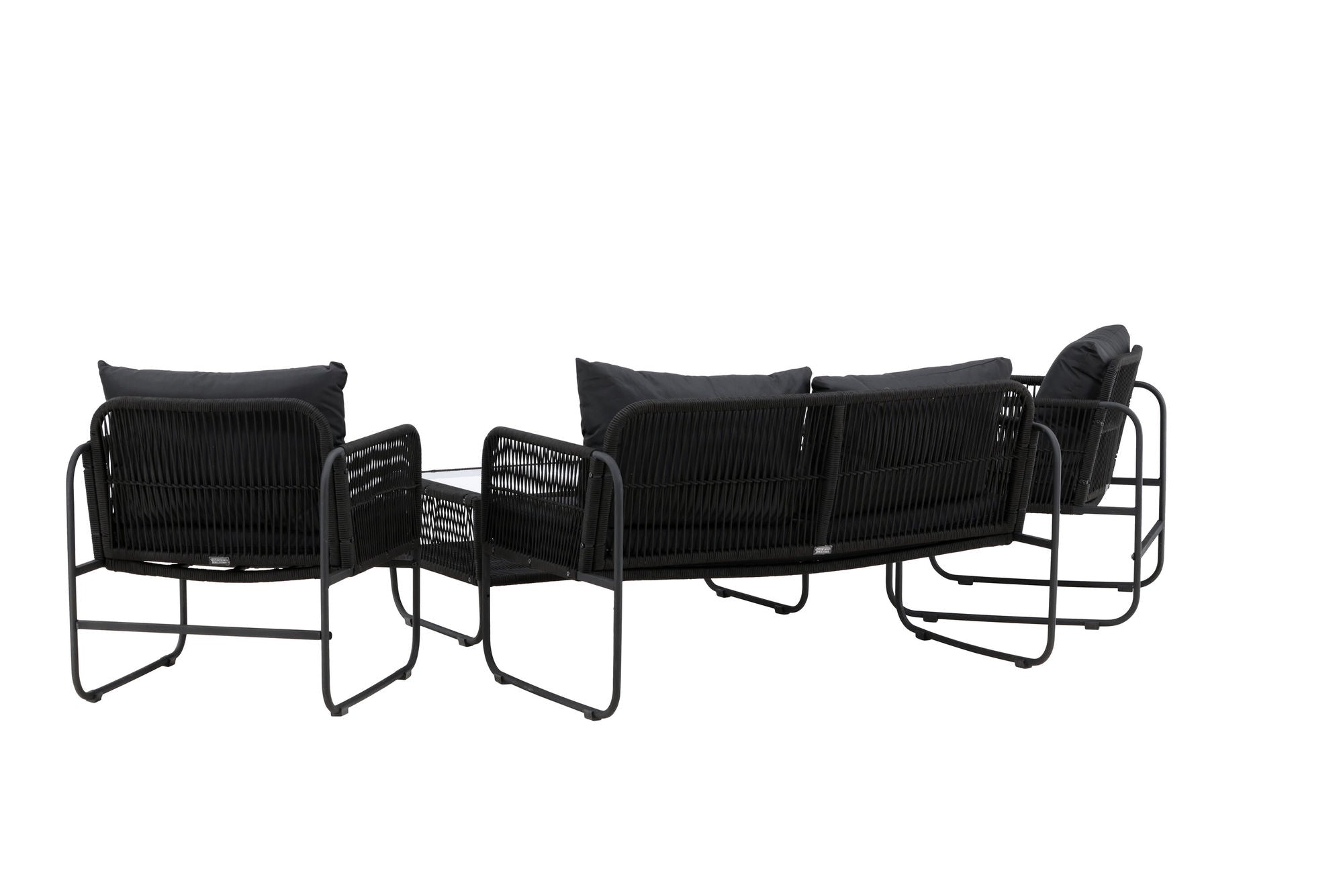 Venture Home Utah Lounge set - Black - Black rope (two seater + 2 one seater + bord)