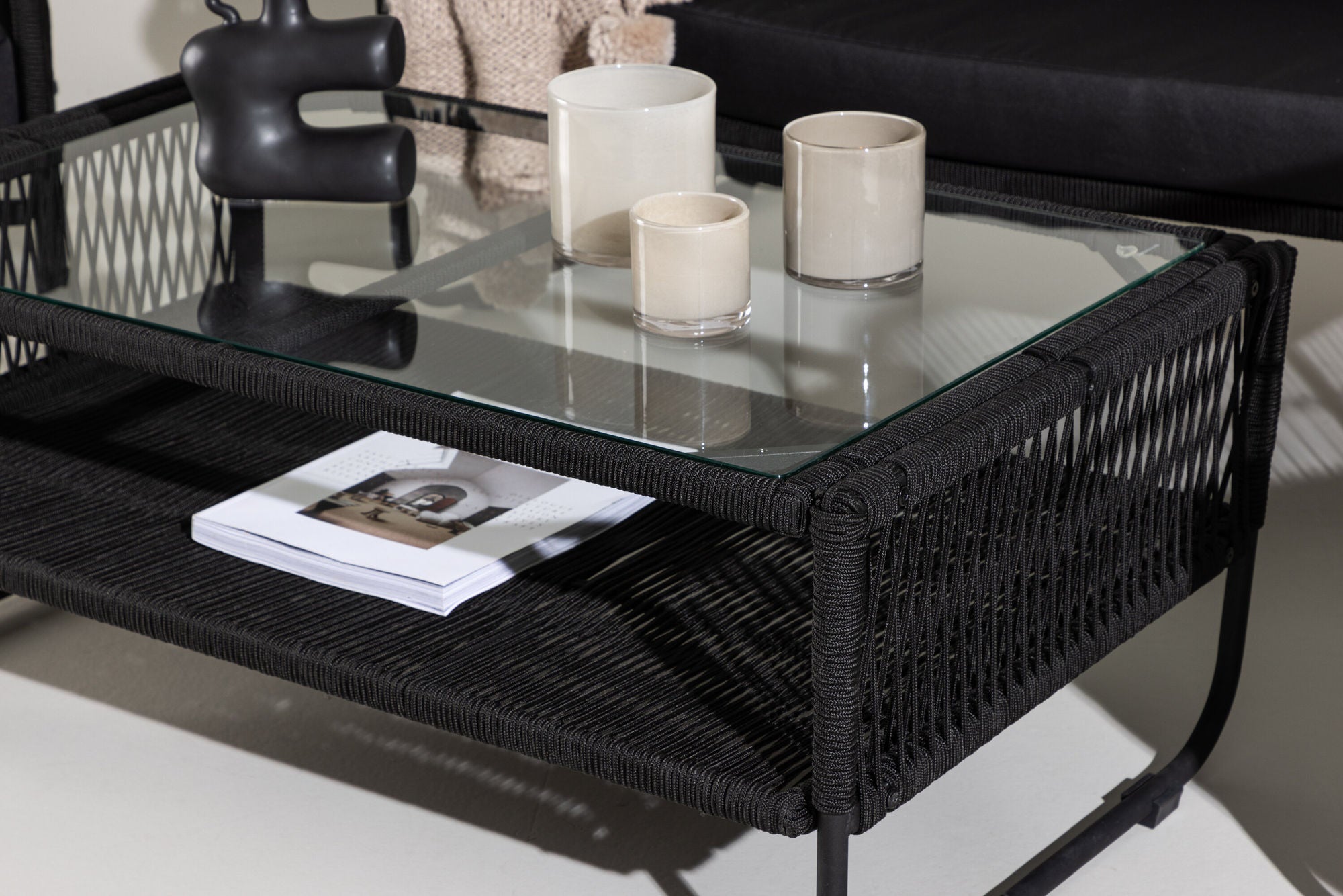 Venture Home Utah Lounge set - Black - Black rope (two seater + 2 one seater + bord)