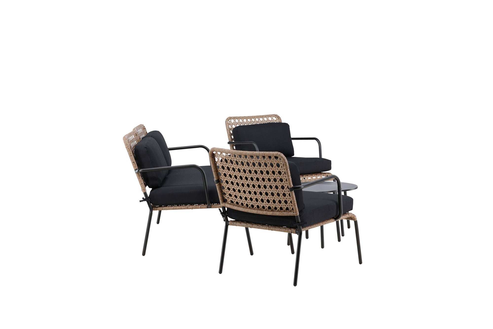 Venture Home Paola Sofa set - Black Steel / Nature Wicker / Black Cushion