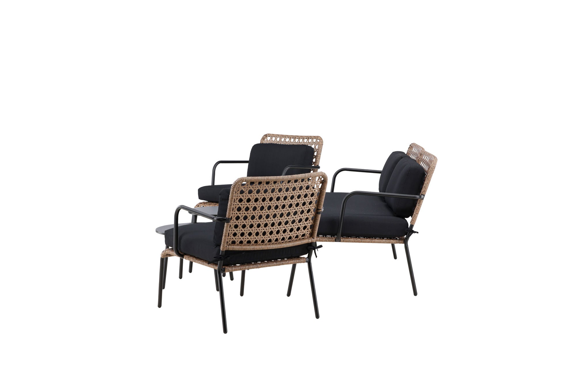 Venture Home Paola Sofa set - Black Steel / Nature Wicker / Black Cushion
