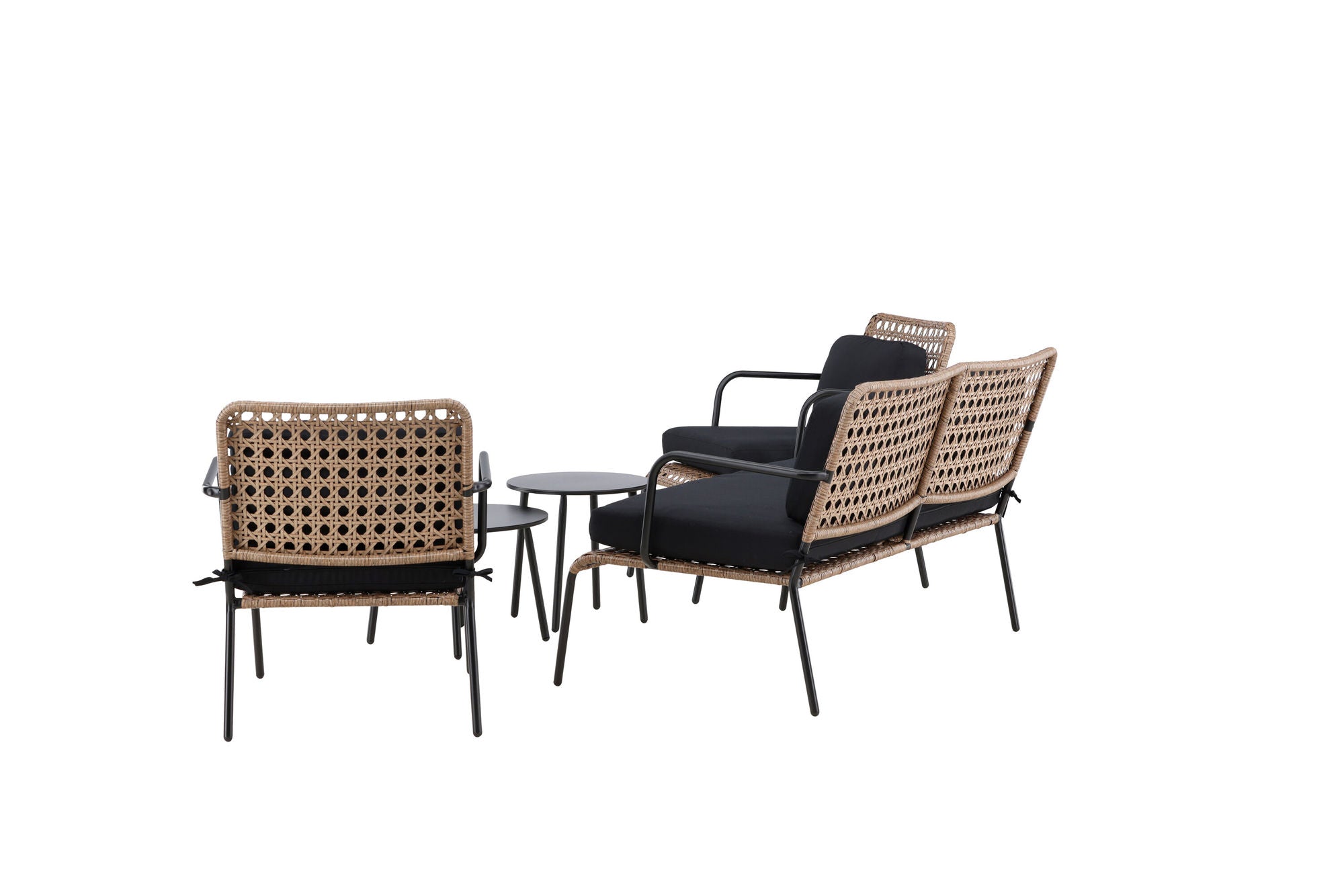 Venture Home Paola Sofa set - Black Steel / Nature Wicker / Black Cushion