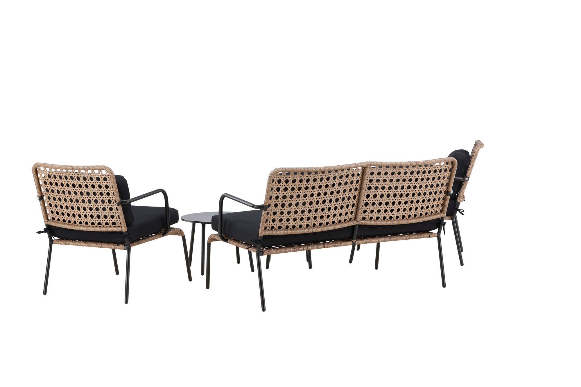 Venture Home Paola Sofa set - Black Steel / Nature Wicker / Black Cushion