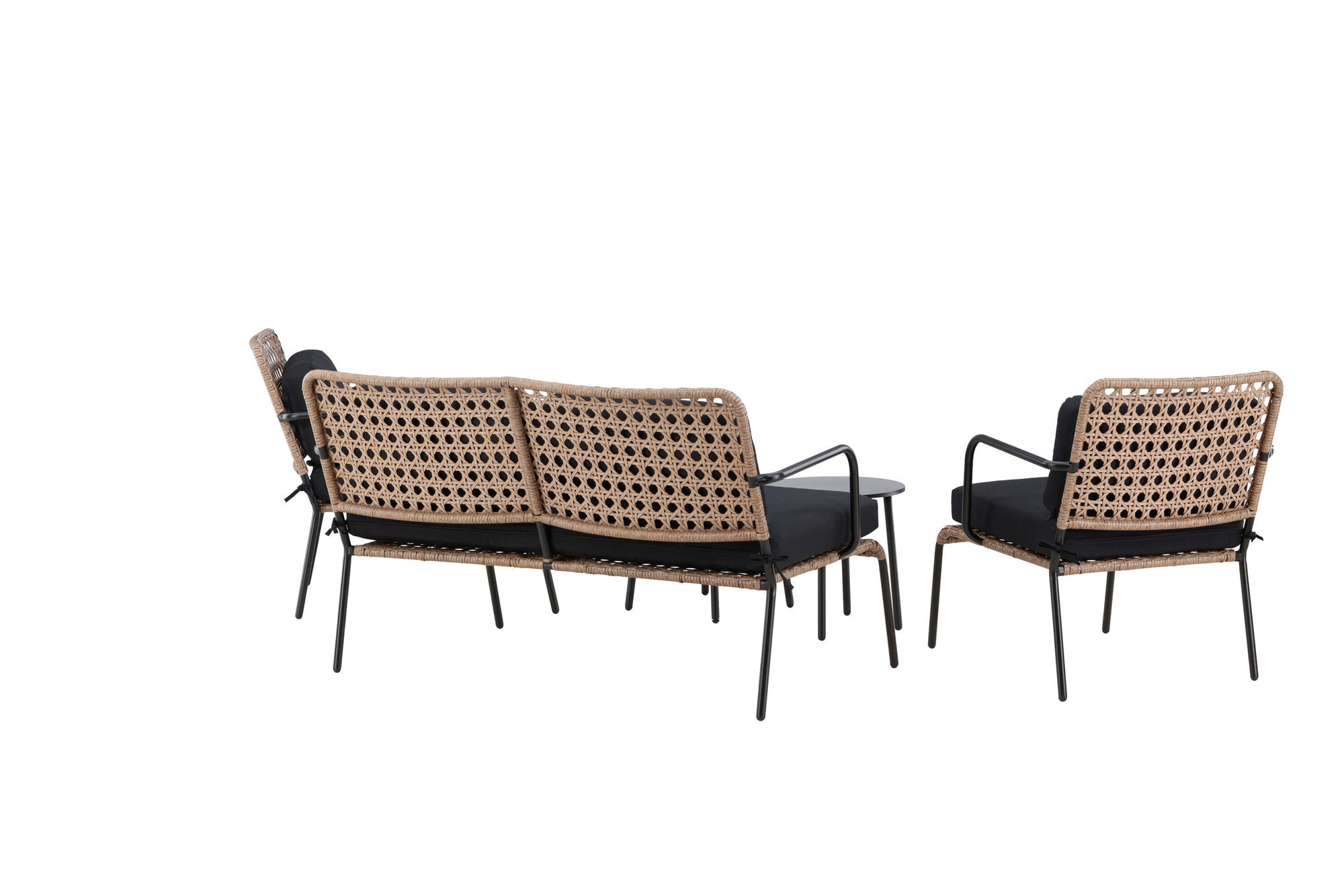 Venture Home Paola Sofa set - Black Steel / Nature Wicker / Black Cushion