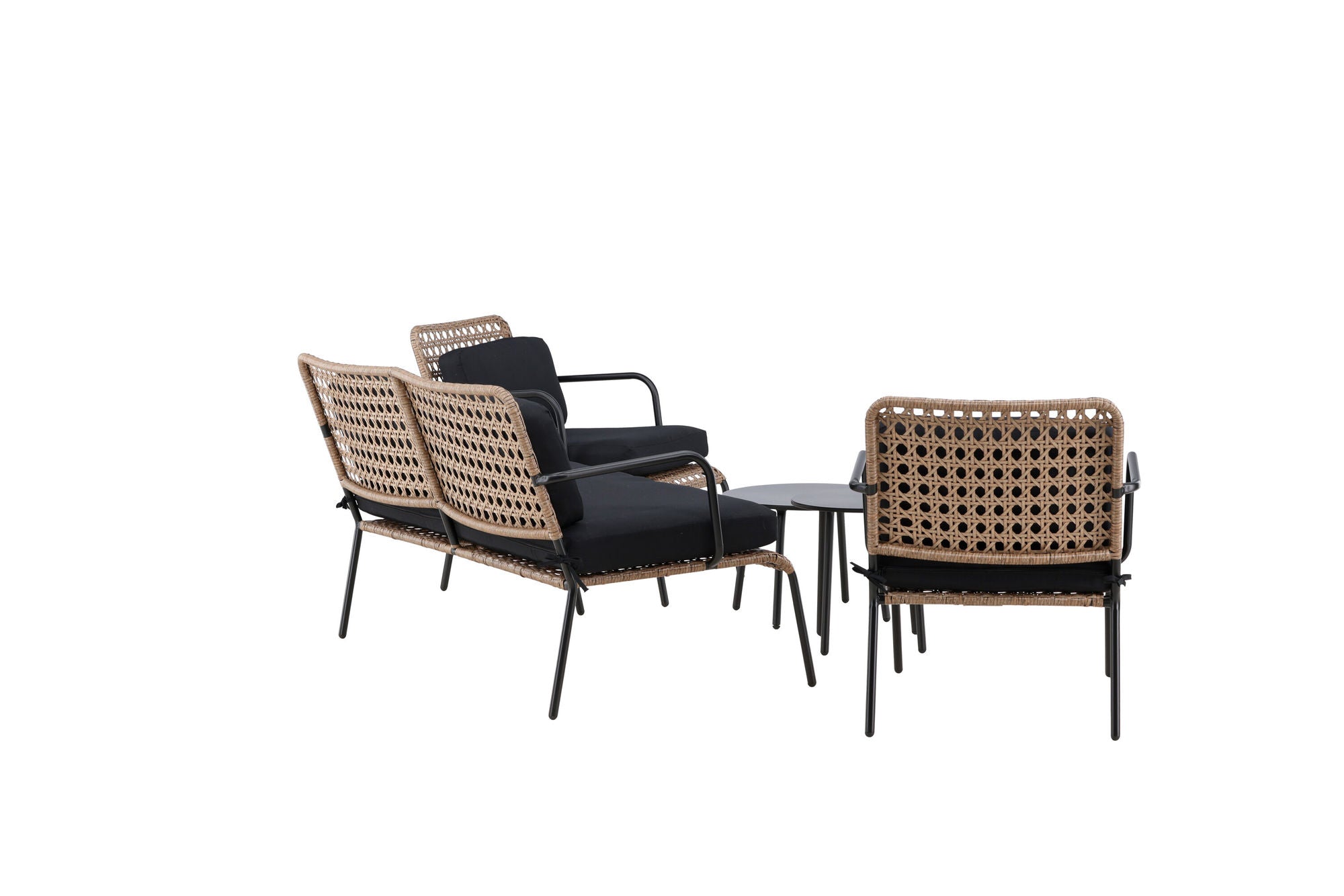 Venture Home Paola Sofa set - Black Steel / Nature Wicker / Black Cushion