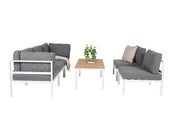 Venture Home Copacabana hjørne Part - White Alu / Grey Cushion+Brasilia Sofa bord 60*110*55