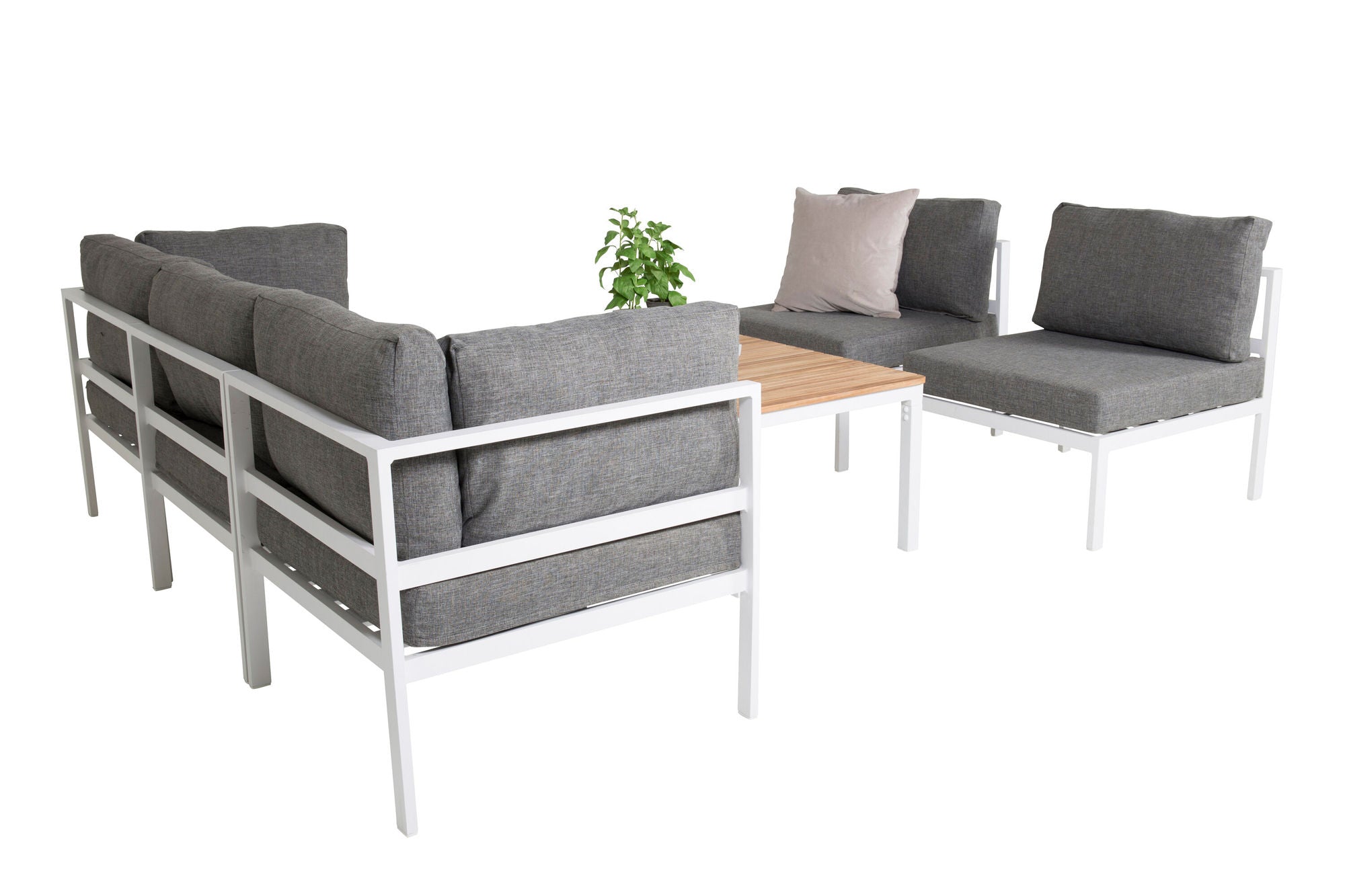Venture Home Copacabana hjørne Part - White Alu / Grey Cushion+Brasilia Sofa bord 60*110*55