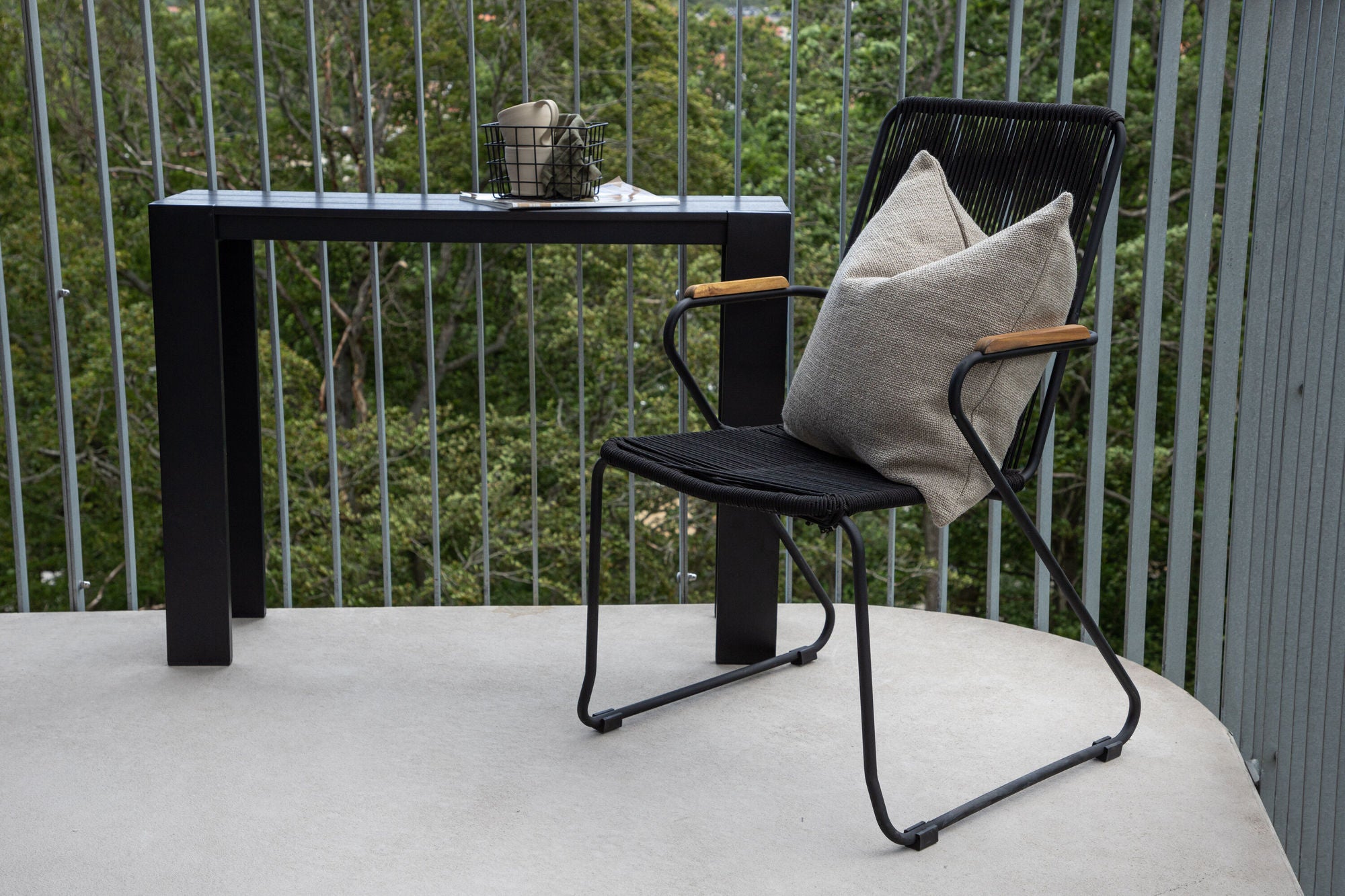 Venture Home Bois Armchair 2-pack - Black Alu / Black Rope / Acacia