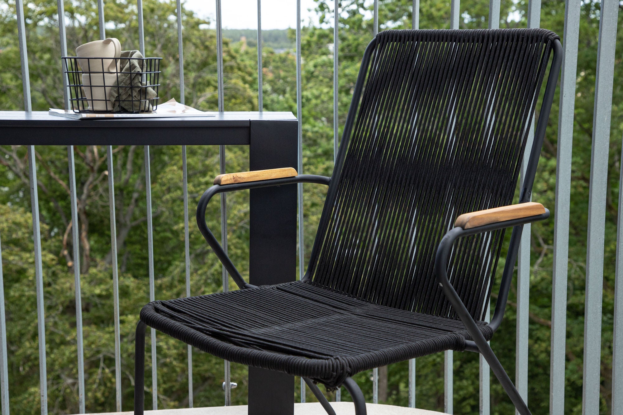 Venture Home Bois Armchair 2-pack - Black Alu / Black Rope / Acacia