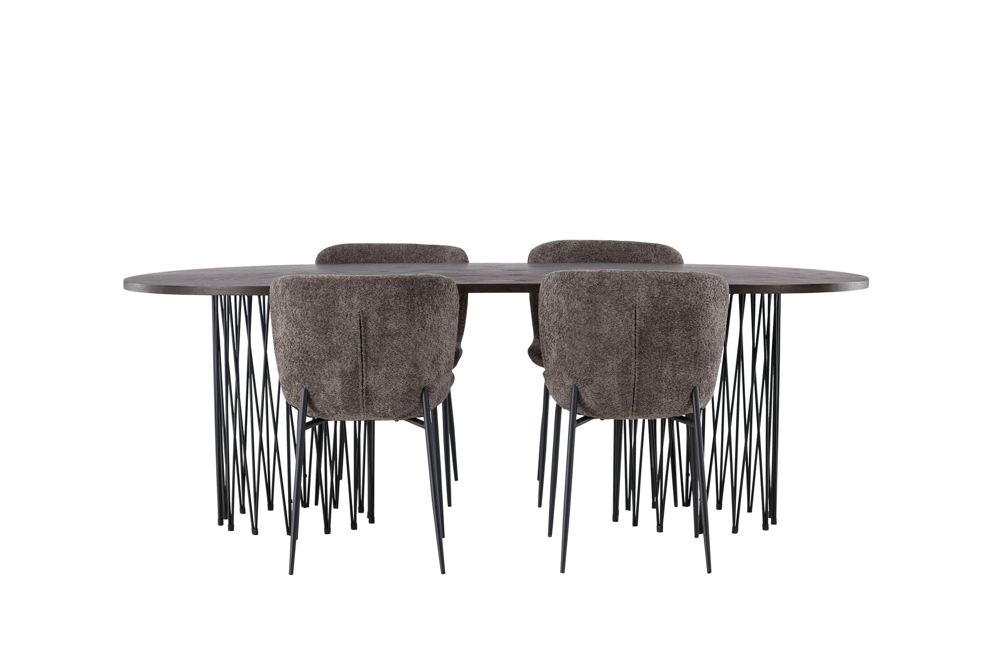 Venture Home Stone oval spisebord - Black / Mocca Veneer +Modesto Spisebordsstol - Grey / Smoked Black Boucle _4