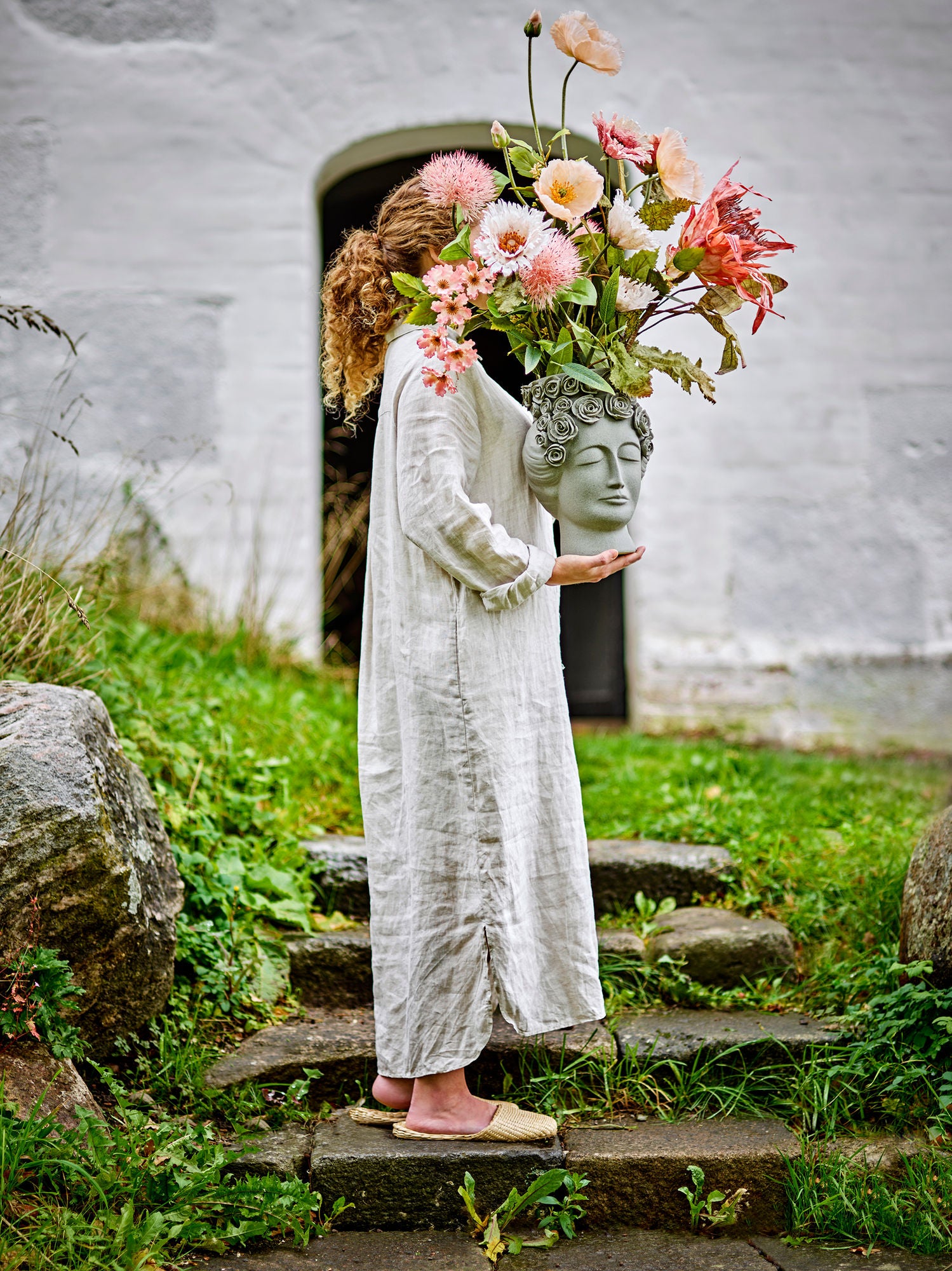 Bloomingville Akira Vase, Grå, Stentøj