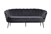 Venture Home Calais Sofa 3-seater - Dark Grey Velvet - Black legs