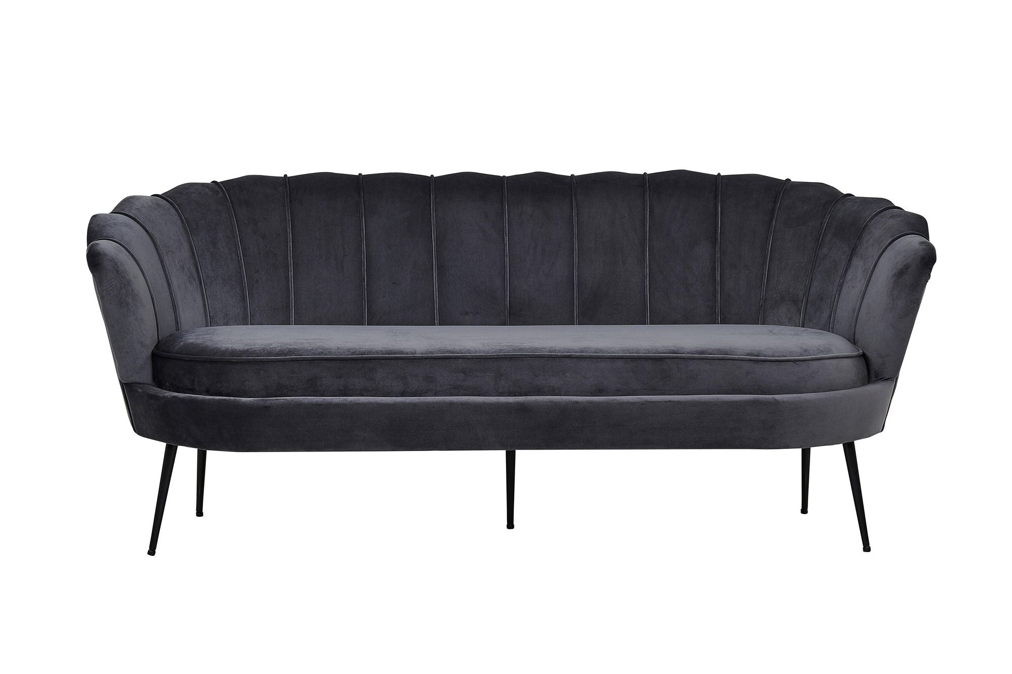 Venture Home Calais Sofa 3-seater - Dark Grey Velvet - Black legs