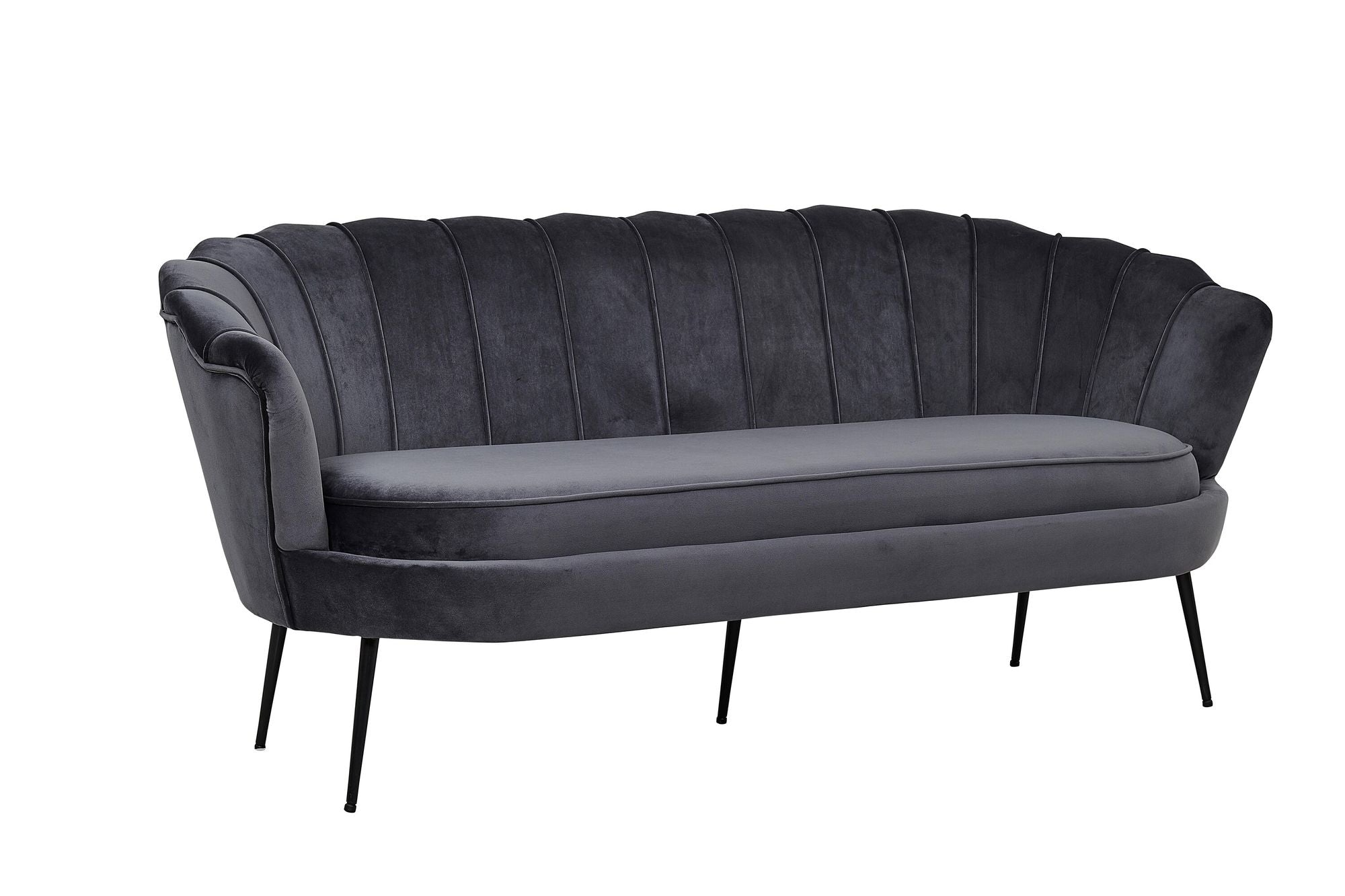 Venture Home Calais Sofa 3-seater - Dark Grey Velvet - Black legs