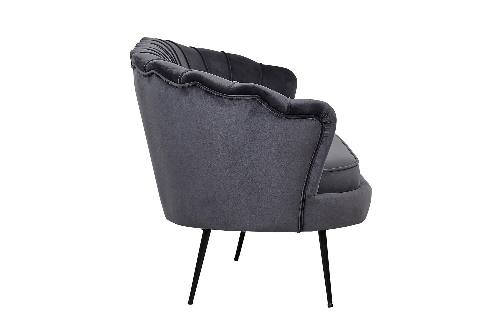 Venture Home Calais Sofa 3-seater - Dark Grey Velvet - Black legs