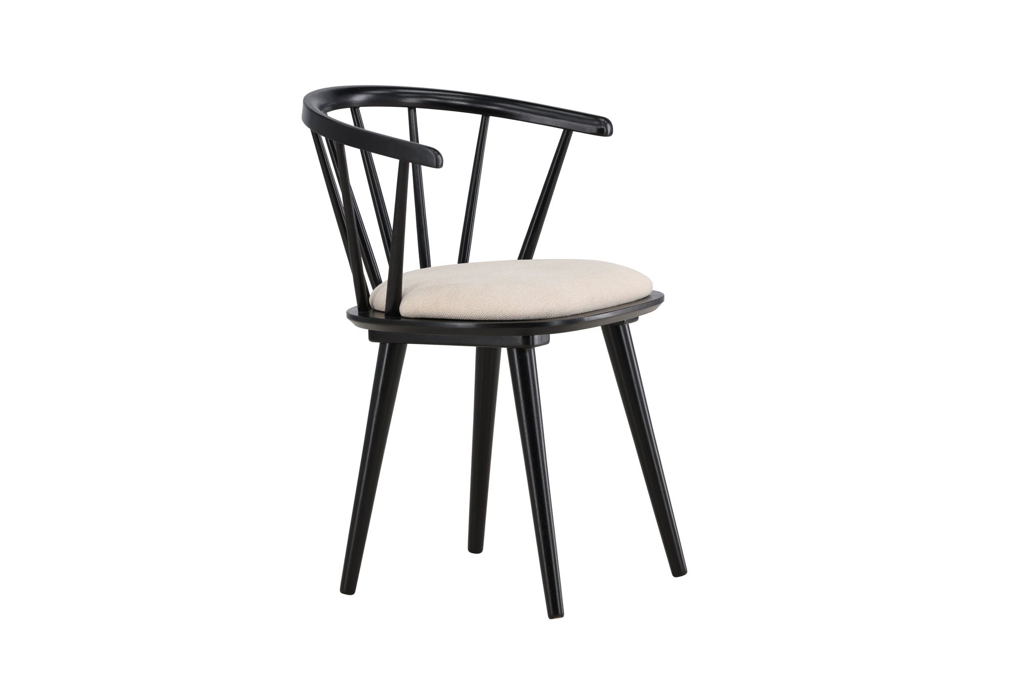 Venture Home Bobby Spisebordsstol with Cushion 2-pack - Black Rubber Wood / Beige