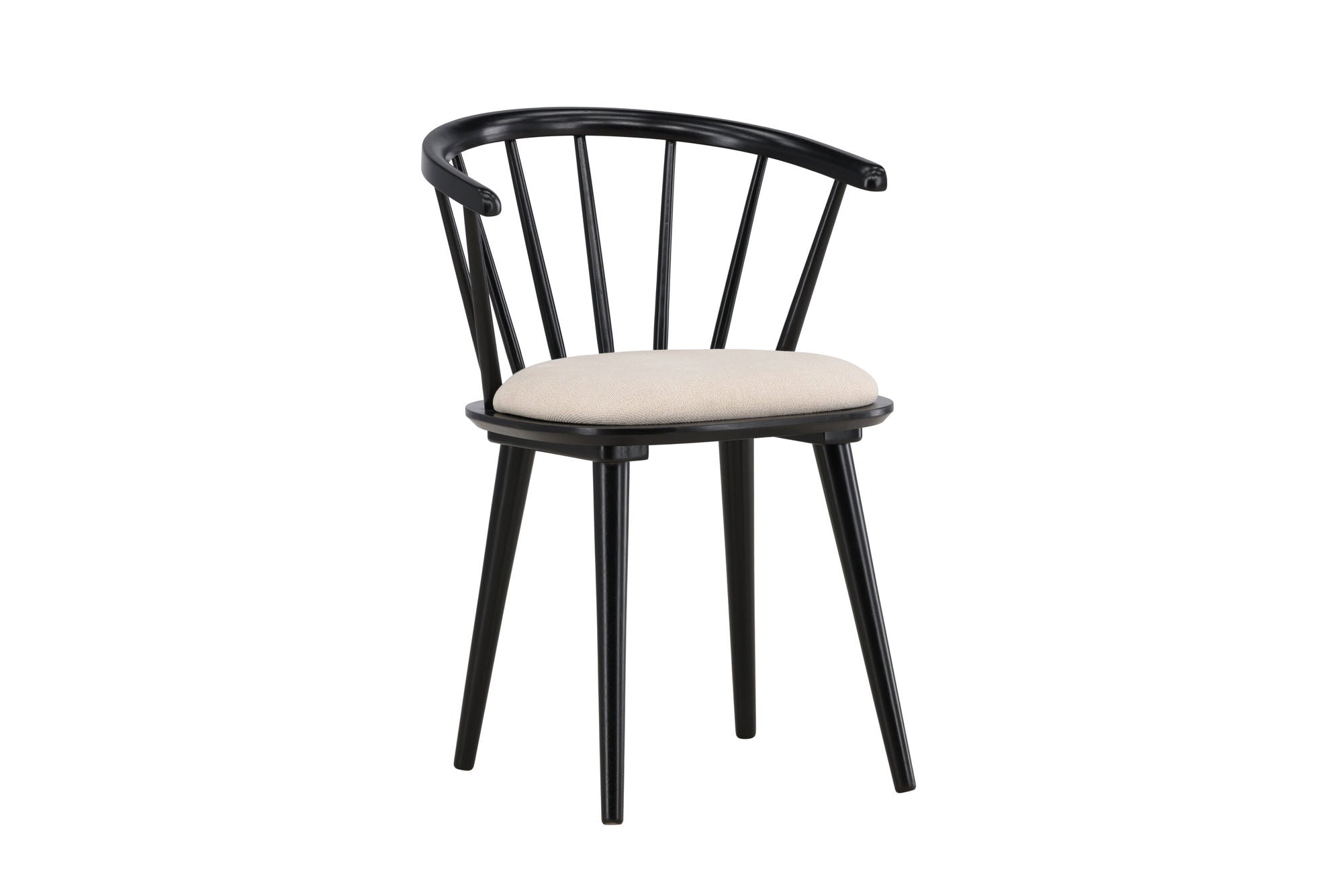 Venture Home Bobby Spisebordsstol with Cushion 2-pack - Black Rubber Wood / Beige