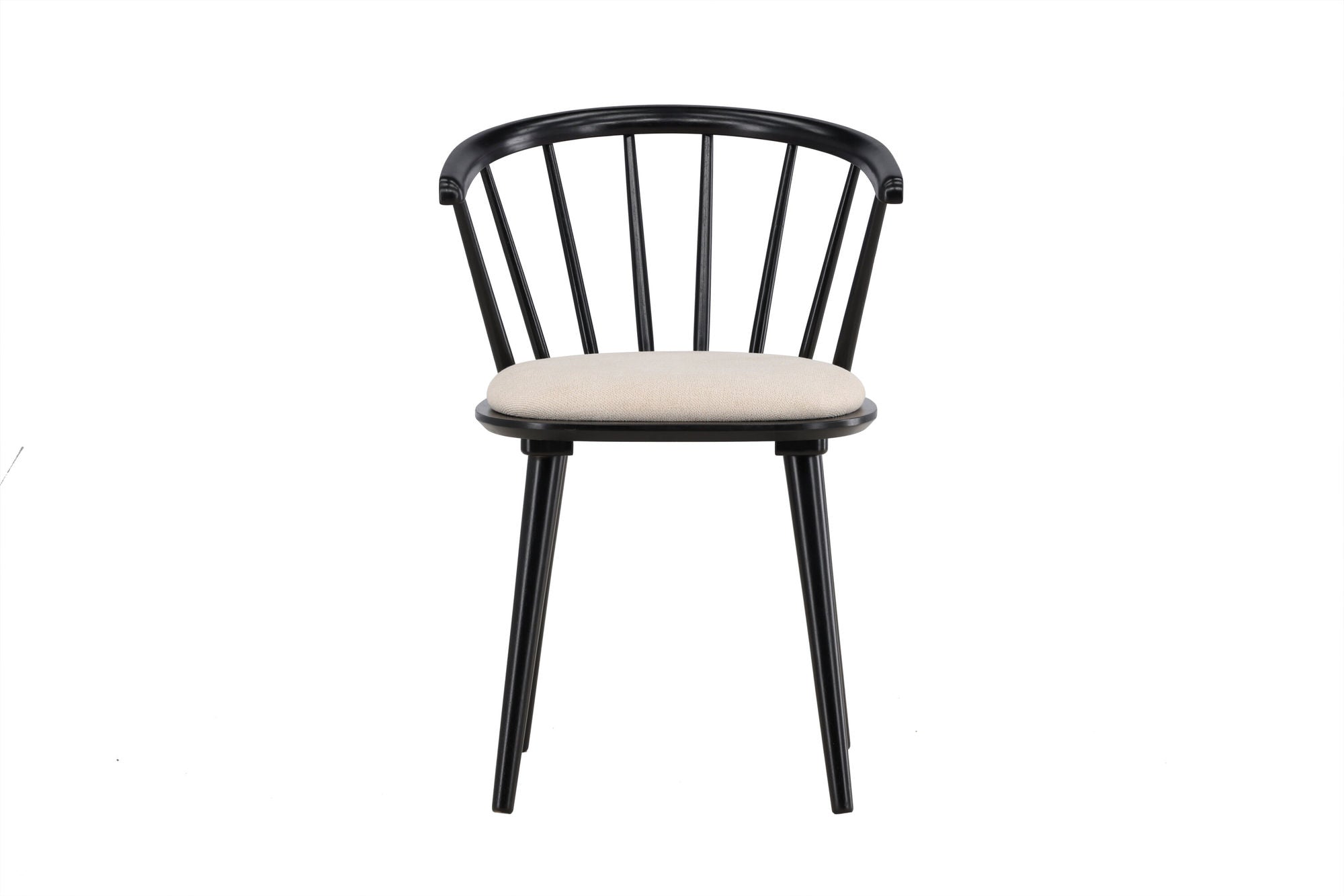 Venture Home Bobby Spisebordsstol with Cushion 2-pack - Black Rubber Wood / Beige