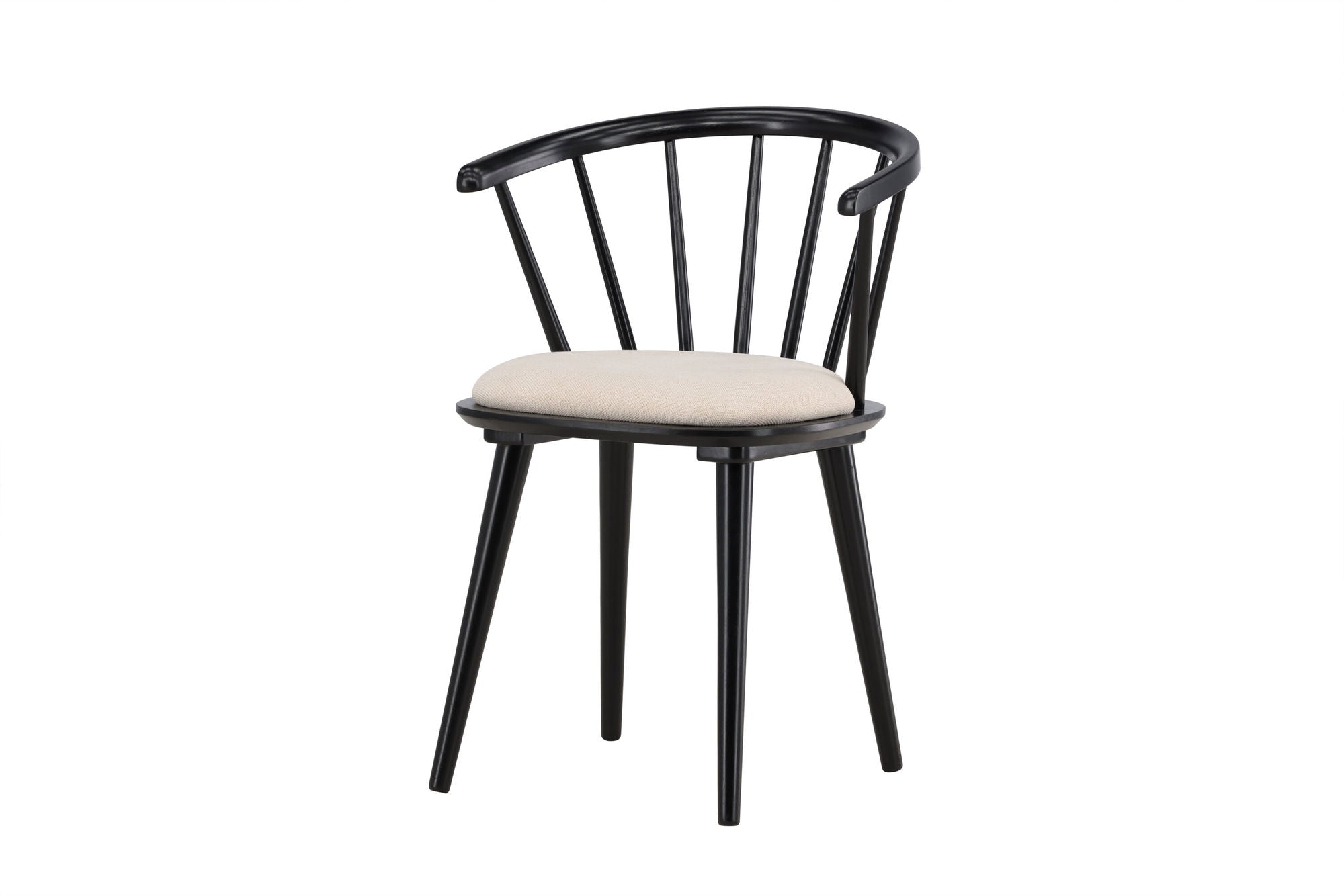 Venture Home Bobby Spisebordsstol with Cushion 2-pack - Black Rubber Wood / Beige
