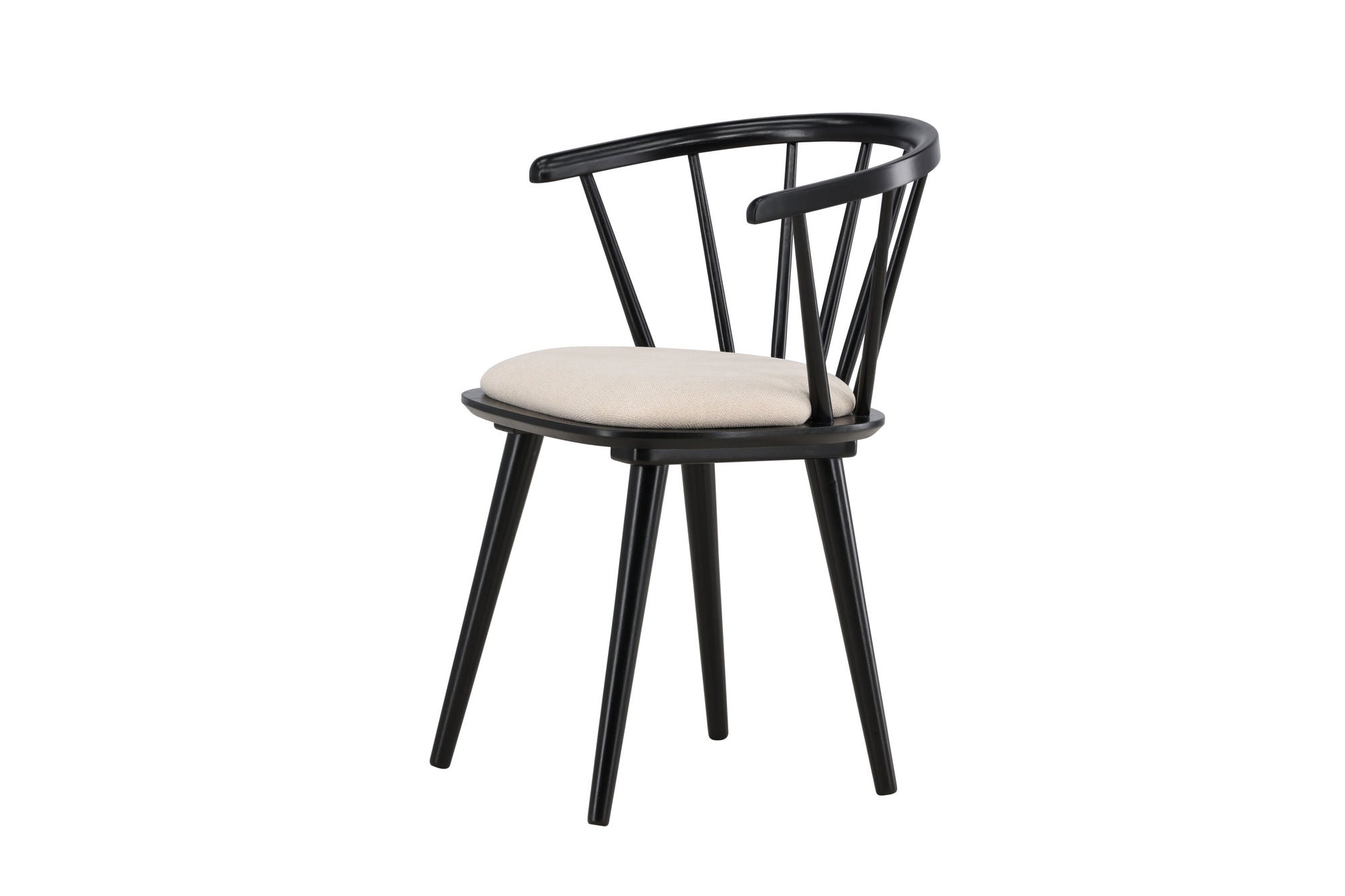 Venture Home Bobby Spisebordsstol with Cushion 2-pack - Black Rubber Wood / Beige