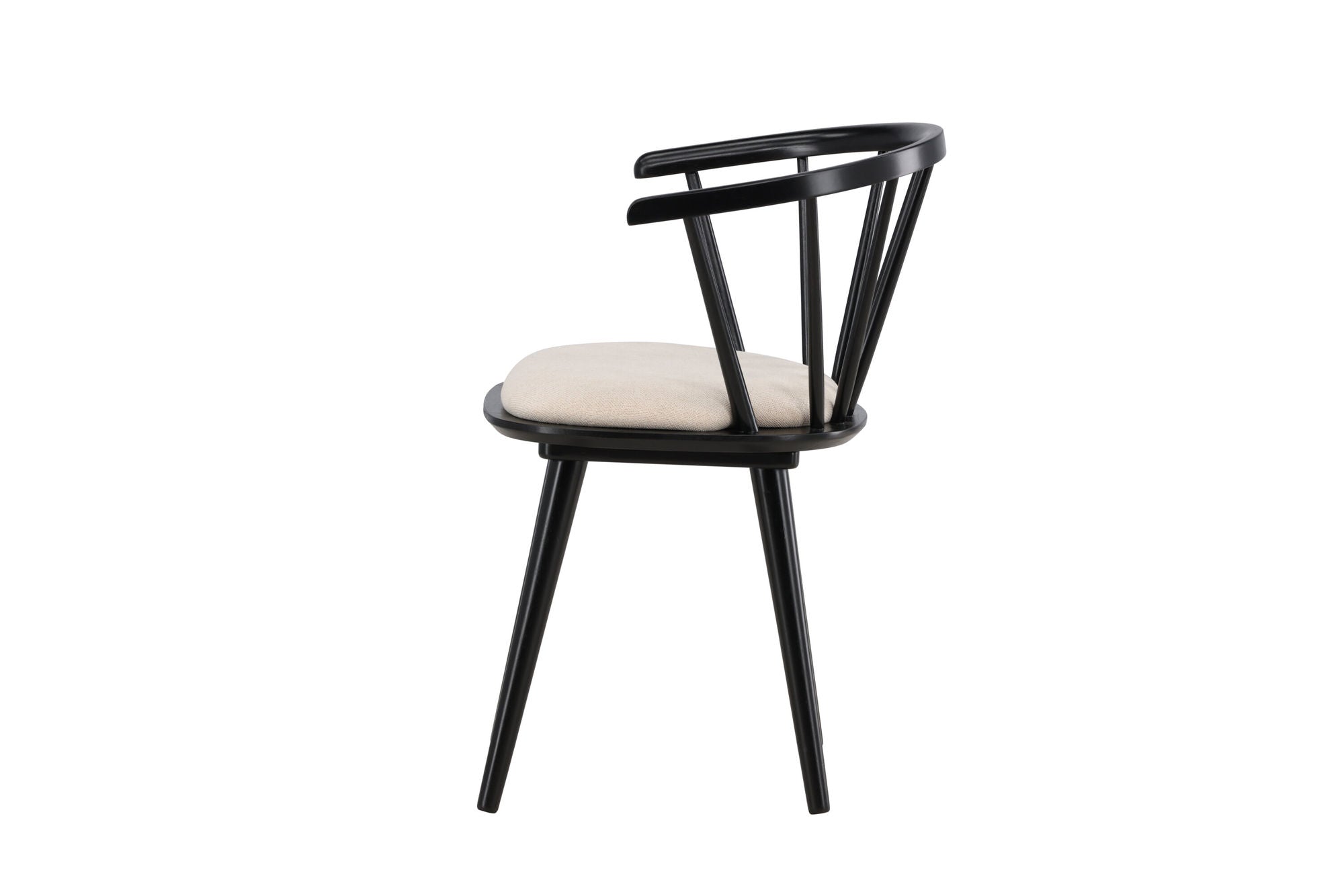 Venture Home Bobby Spisebordsstol with Cushion 2-pack - Black Rubber Wood / Beige