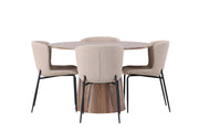 Venture Home Lanzo spisebord φ120 - Natural / Natural MDF +Modesto Spisebordsstol - Beige / Beige Boucle _4