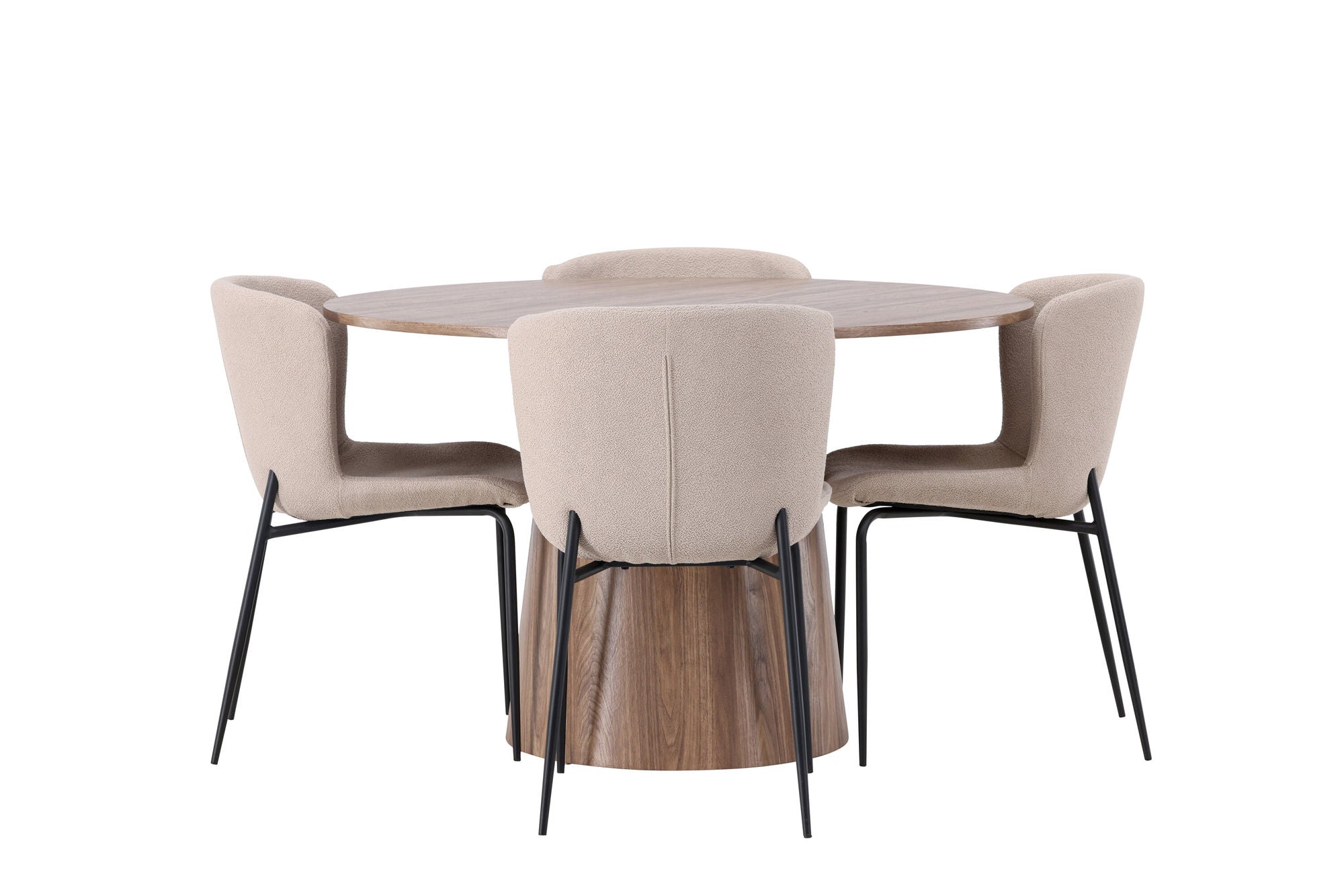Venture Home Lanzo spisebord φ120 - Natural / Natural MDF +Modesto Spisebordsstol - Beige / Beige Boucle _4