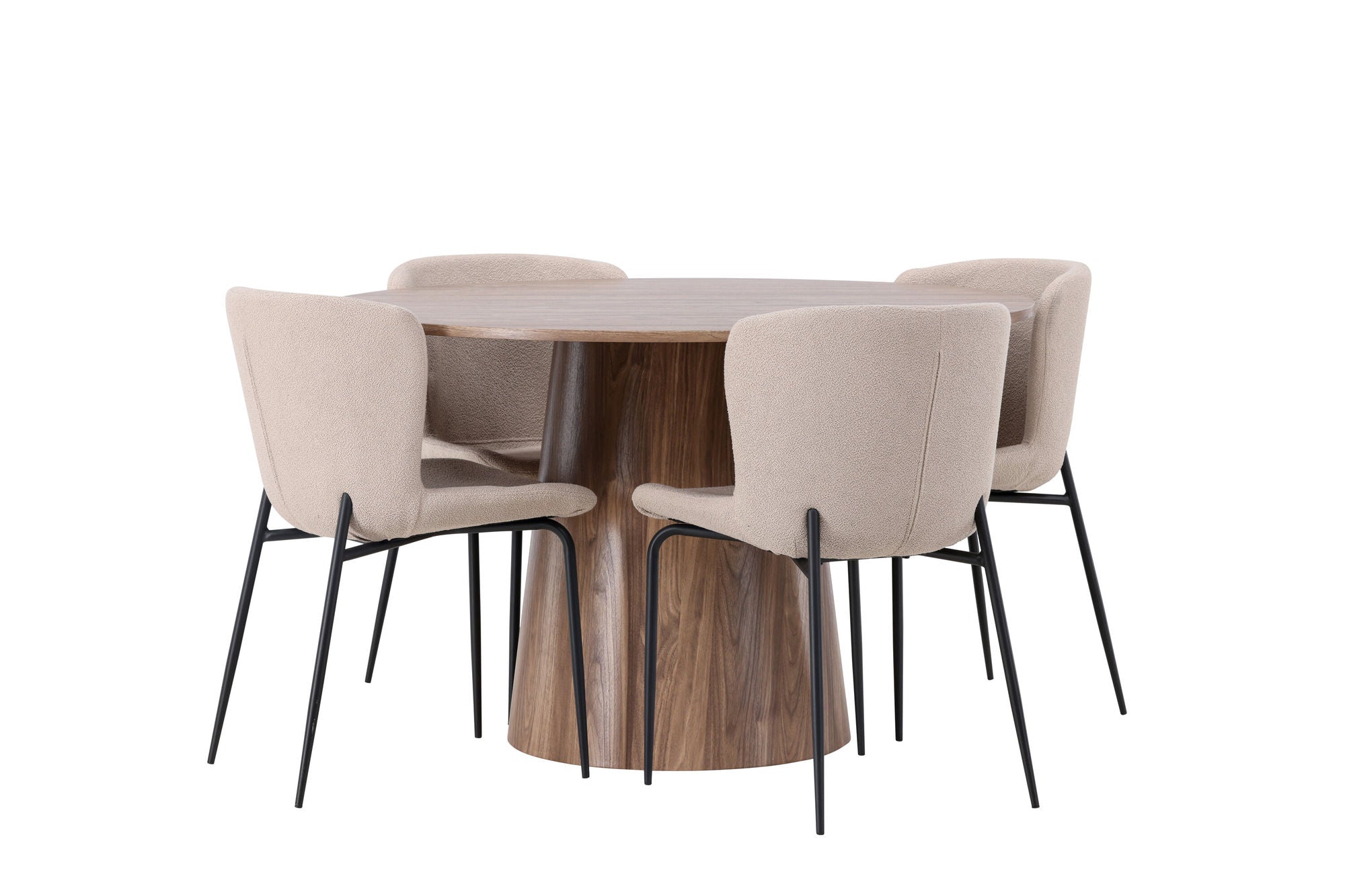 Venture Home Lanzo spisebord φ120 - Natural / Natural MDF +Modesto Spisebordsstol - Beige / Beige Boucle _4