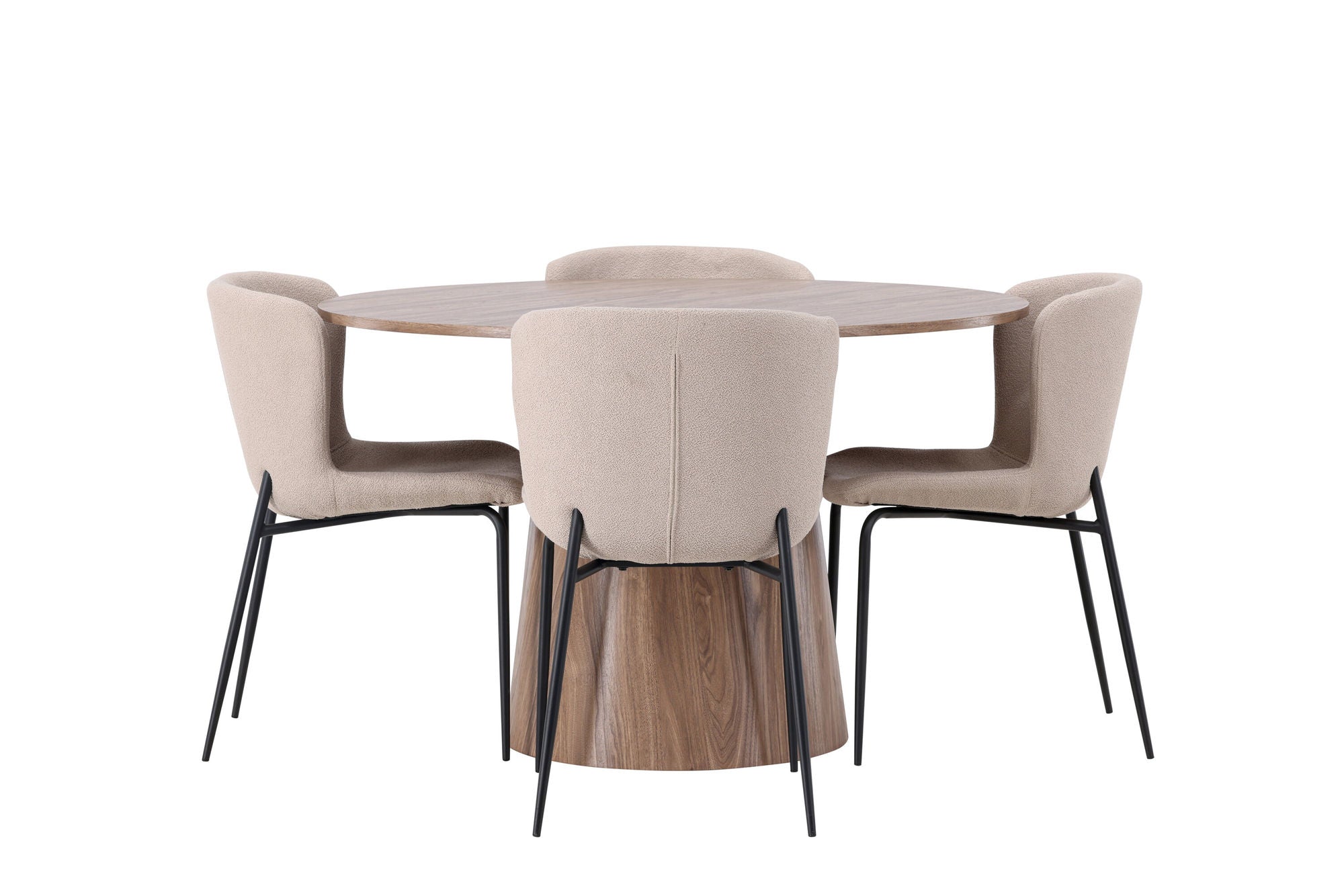 Venture Home Lanzo spisebord φ120 - Natural / Natural MDF +Modesto Spisebordsstol - Beige / Beige Boucle _4