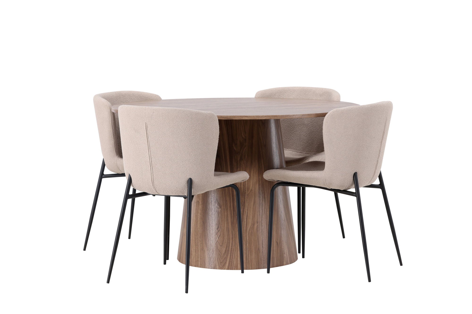 Venture Home Lanzo spisebord φ120 - Natural / Natural MDF +Modesto Spisebordsstol - Beige / Beige Boucle _4