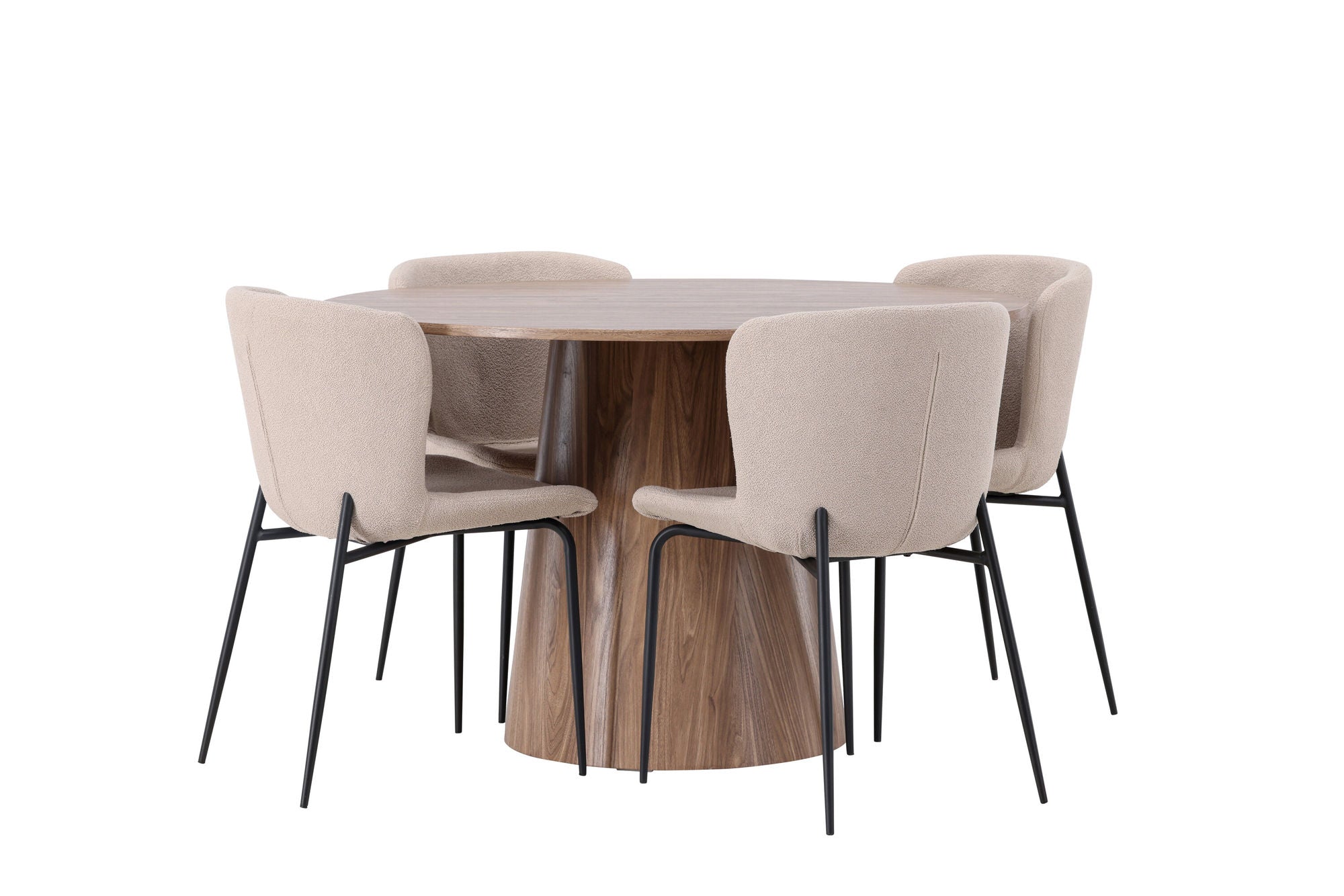 Venture Home Lanzo spisebord φ120 - Natural / Natural MDF +Modesto Spisebordsstol - Beige / Beige Boucle _4