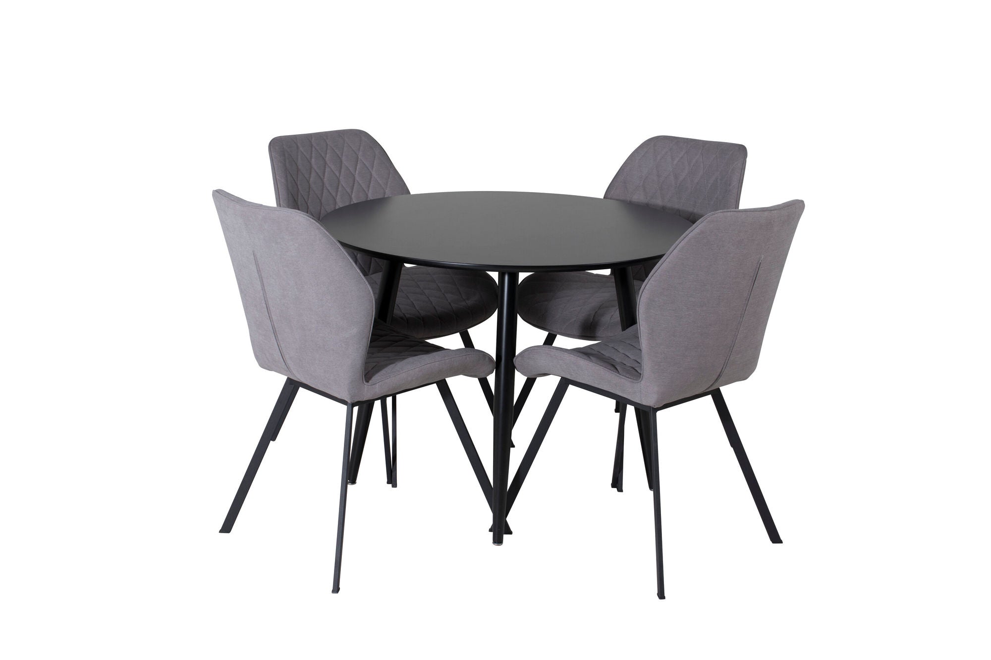 Venture Home Plaza Runt Matbord - Svart / Svart - ø100*H75 +Gemma Spisebordsstol - Black Legs - Grey Fabric _4