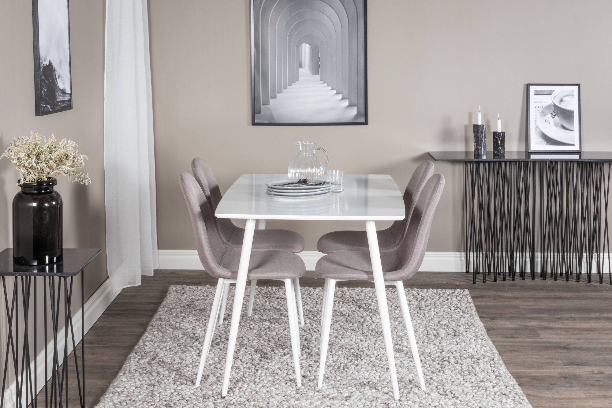 Venture Home Polar spisebord 120 cm - White White +Polar Matstol - Vit / Mellangrå _4