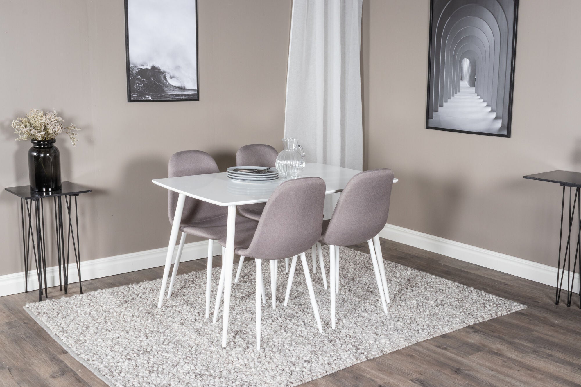 Venture Home Polar spisebord 120 cm - White White +Polar Matstol - Vit / Mellangrå _4