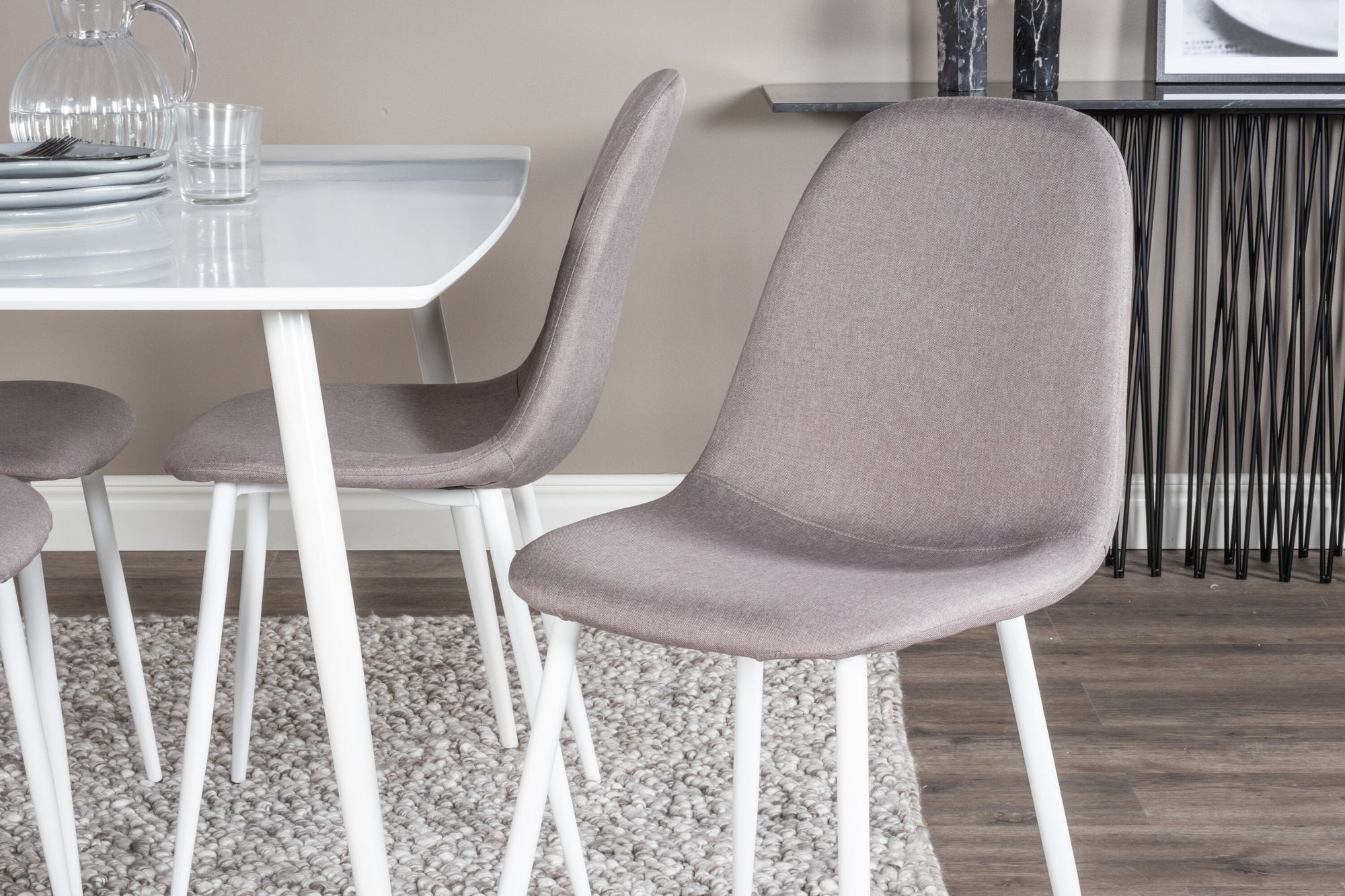 Venture Home Polar spisebord 120 cm - White White +Polar Matstol - Vit / Mellangrå _4