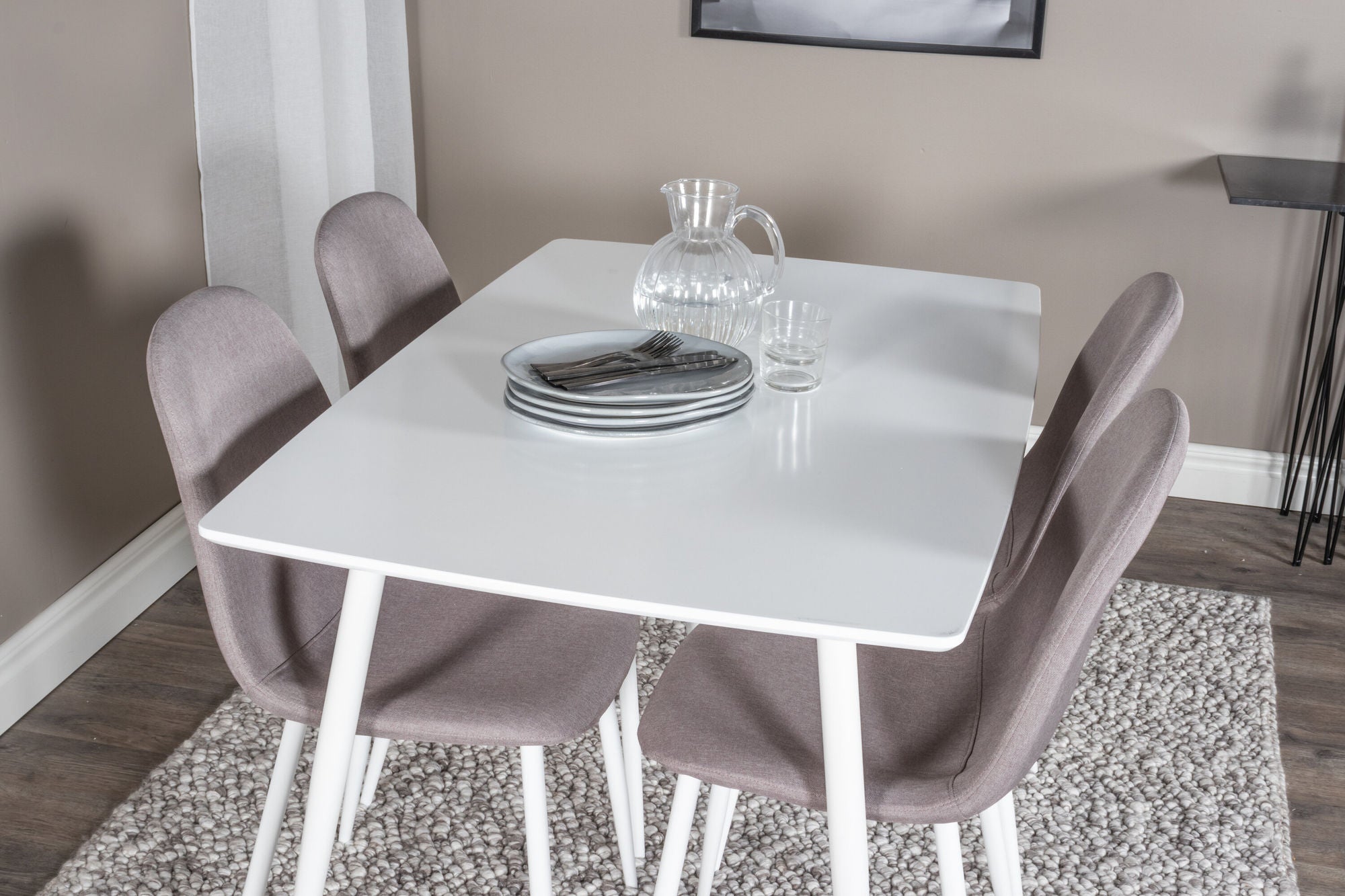 Venture Home Polar spisebord 120 cm - White White +Polar Matstol - Vit / Mellangrå _4