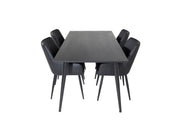 Venture Home Dipp spisebord - 180*90cm - Black Veneer / all black legs +Comfort - Dining chair 2-pack - black/Black _4