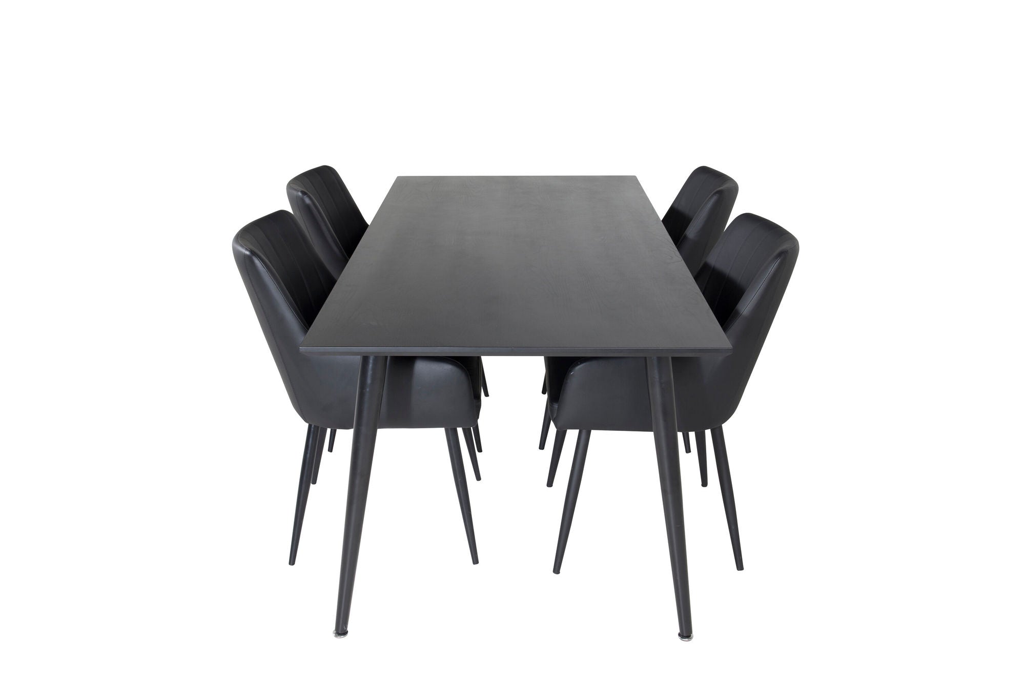 Venture Home Dipp spisebord - 180*90cm - Black Veneer / all black legs +Comfort - Dining chair 2-pack - black/Black _4