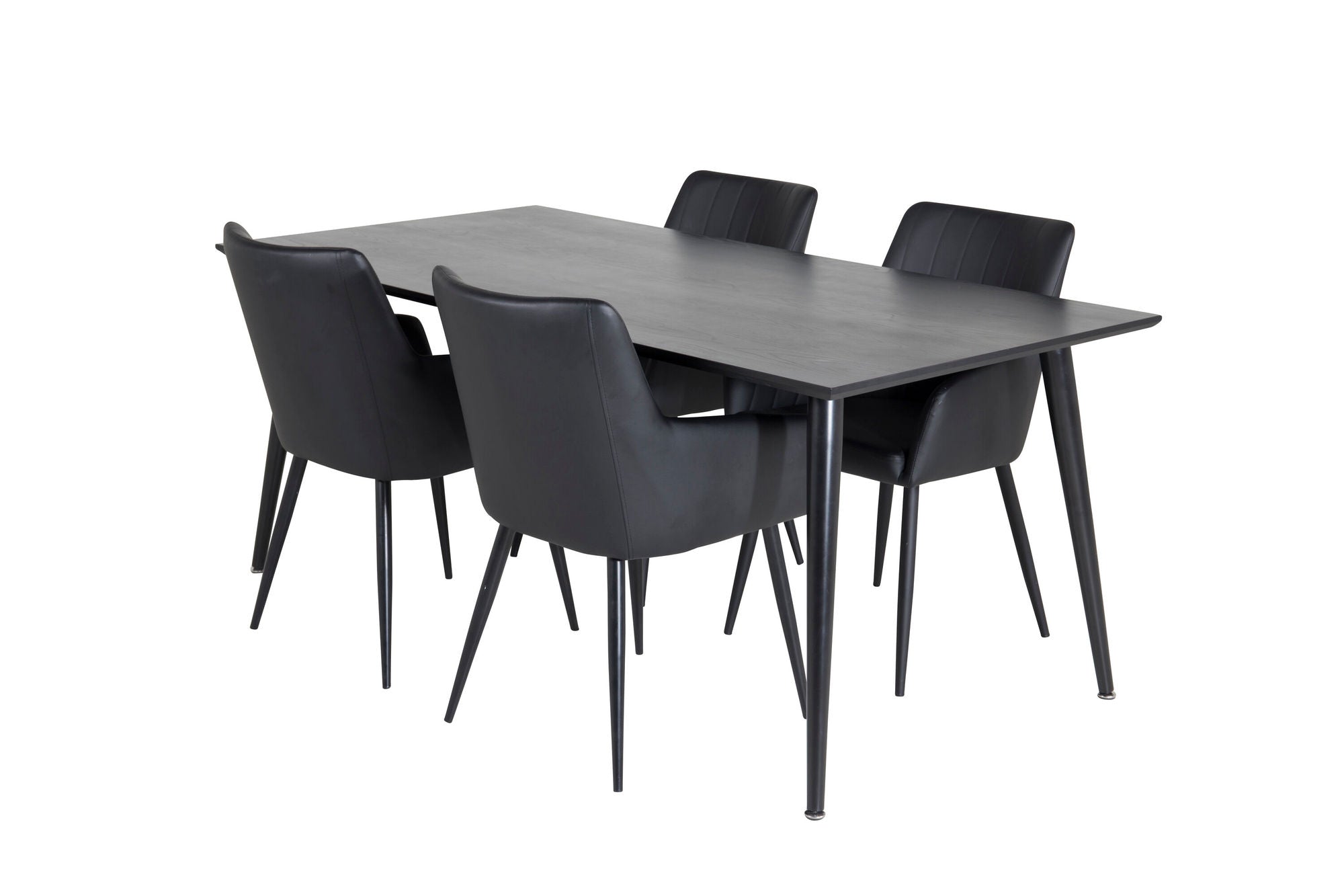 Venture Home Dipp spisebord - 180*90cm - Black Veneer / all black legs +Comfort - Dining chair 2-pack - black/Black _4