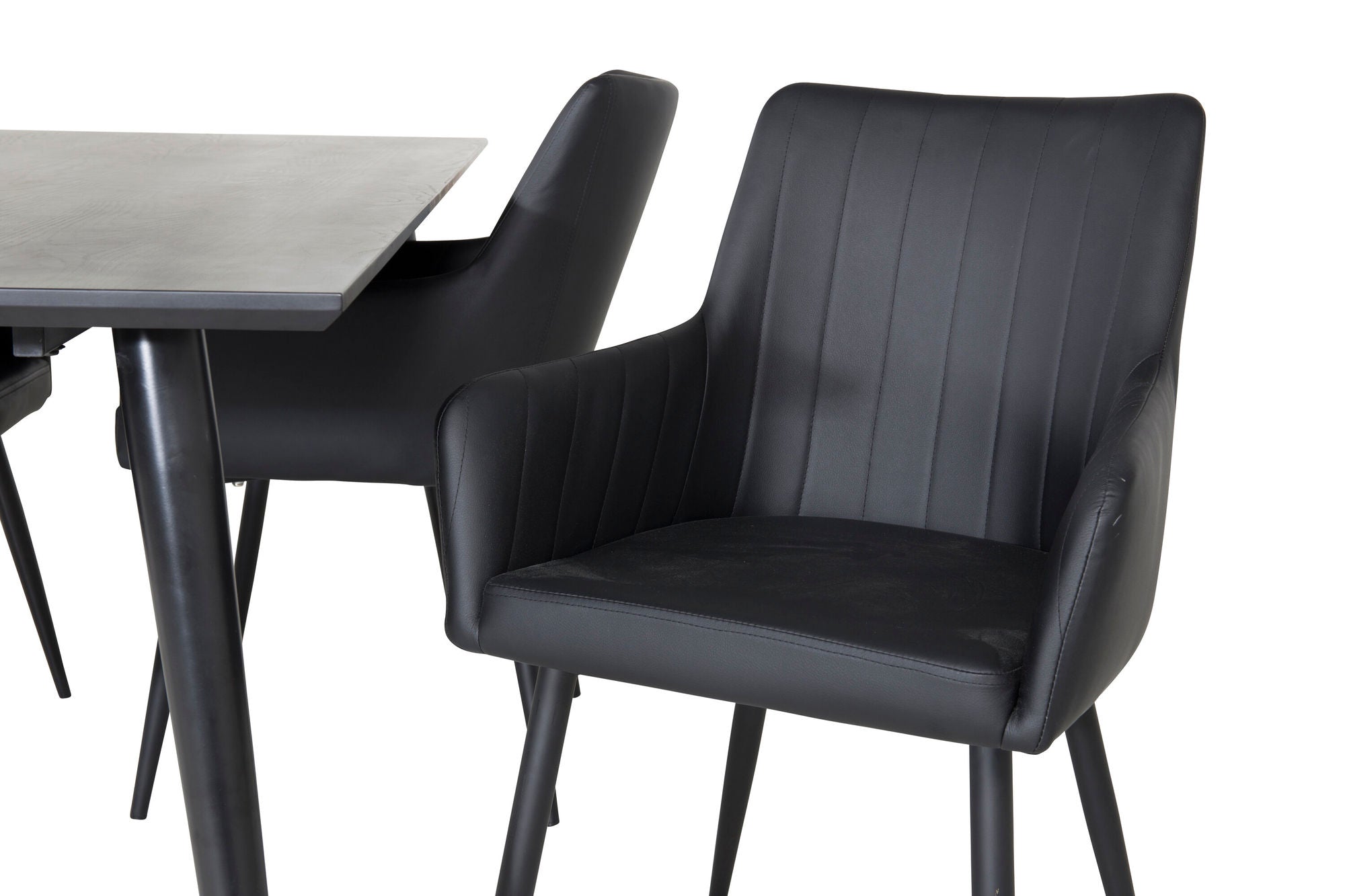 Venture Home Dipp spisebord - 180*90cm - Black Veneer / all black legs +Comfort - Dining chair 2-pack - black/Black _4
